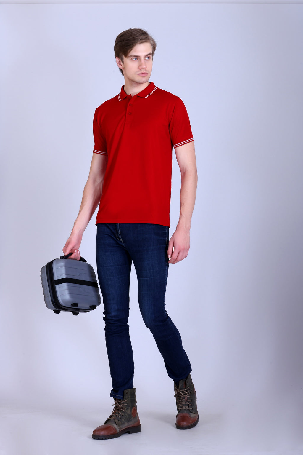 Sports Republic Acti Hy:Dry Dryfit Polo T-Shirt in Red With White Tipping - 6