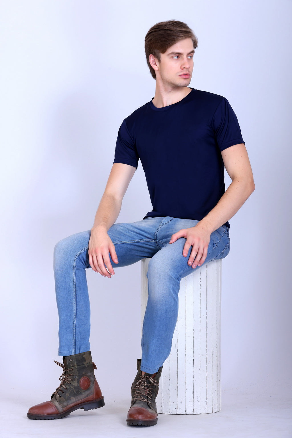 Sports Republic Acti-Go Dryfit Crew Neck T-Shirt in Navy Blue - 6