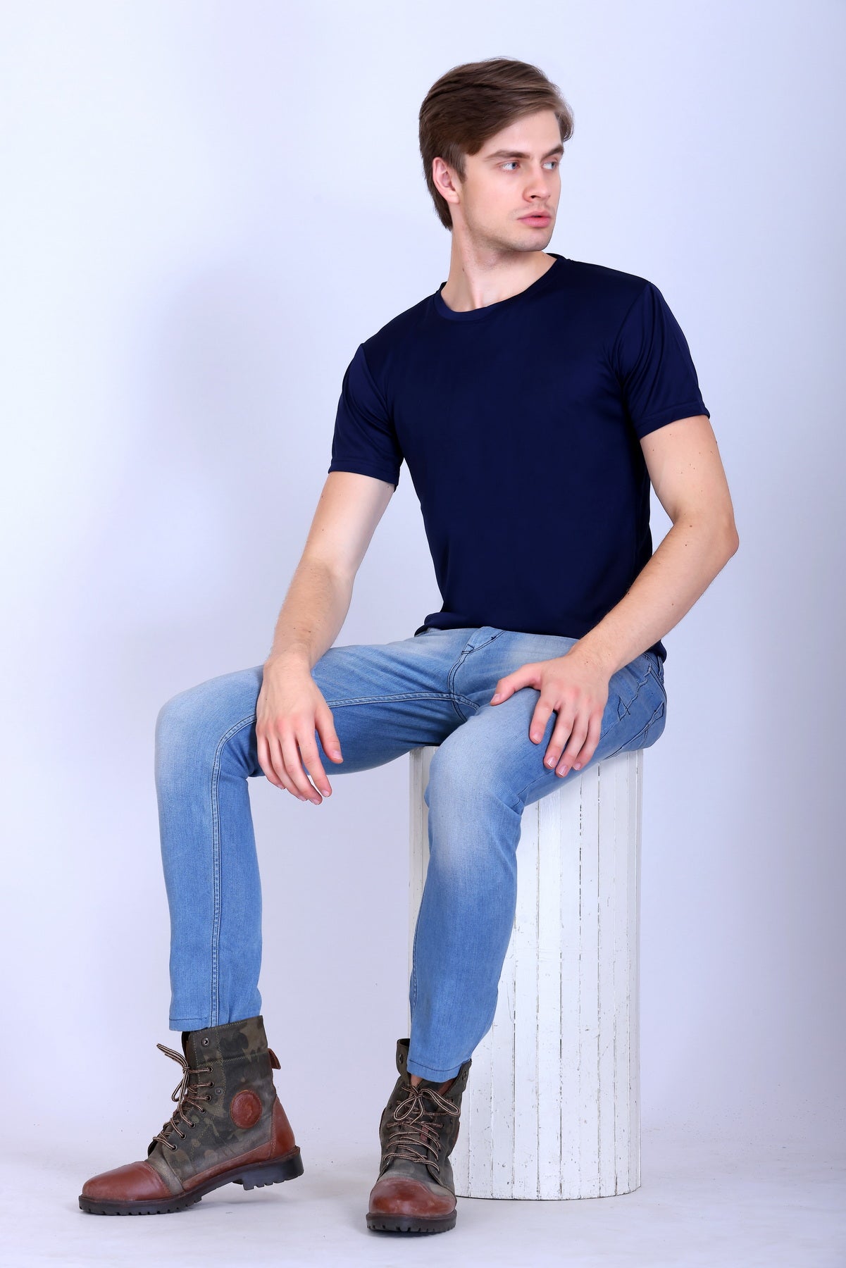 Sports Republic Acti-Go Dryfit Crew Neck T-Shirt in Navy Blue - 6