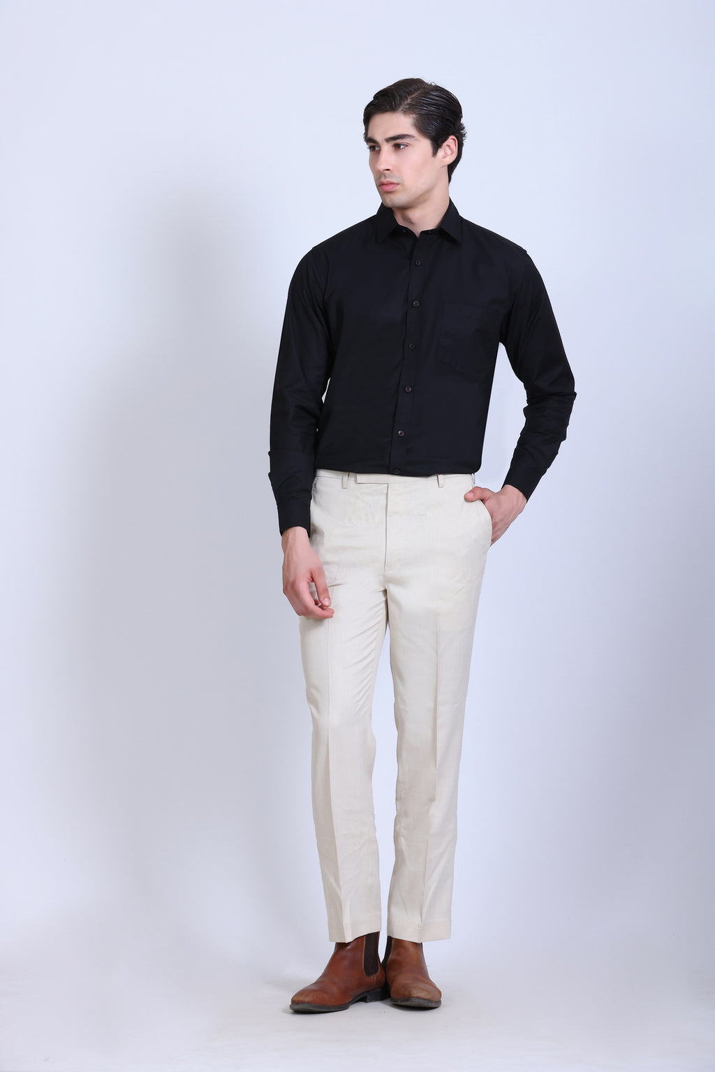 Pikmee Monte Franco Men's Regular Fit Formal Shirt - Black