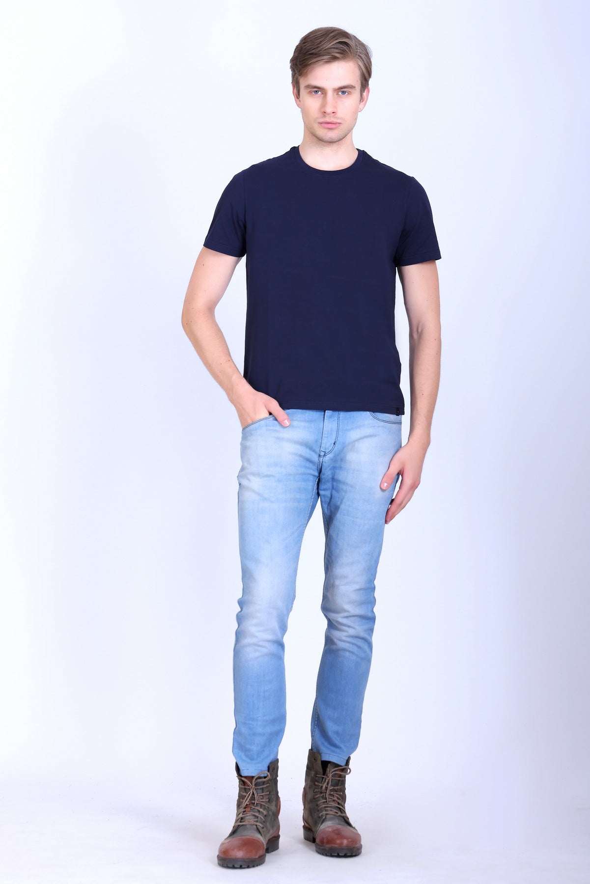 WINBARG Crew Neck T-Shirt in Navy - image 6