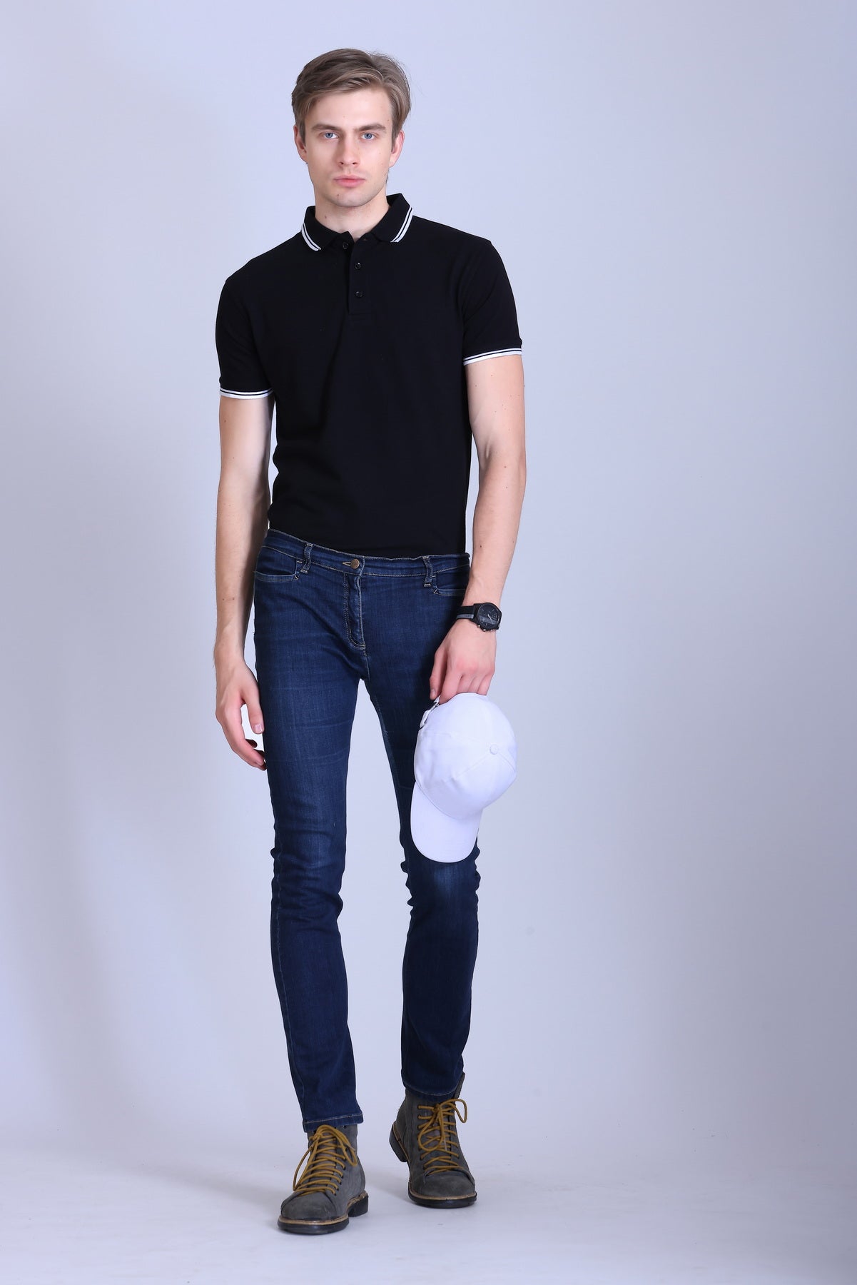 PIKMEE Tipline Polo T-Shirt in Black with White Tipping - image 7