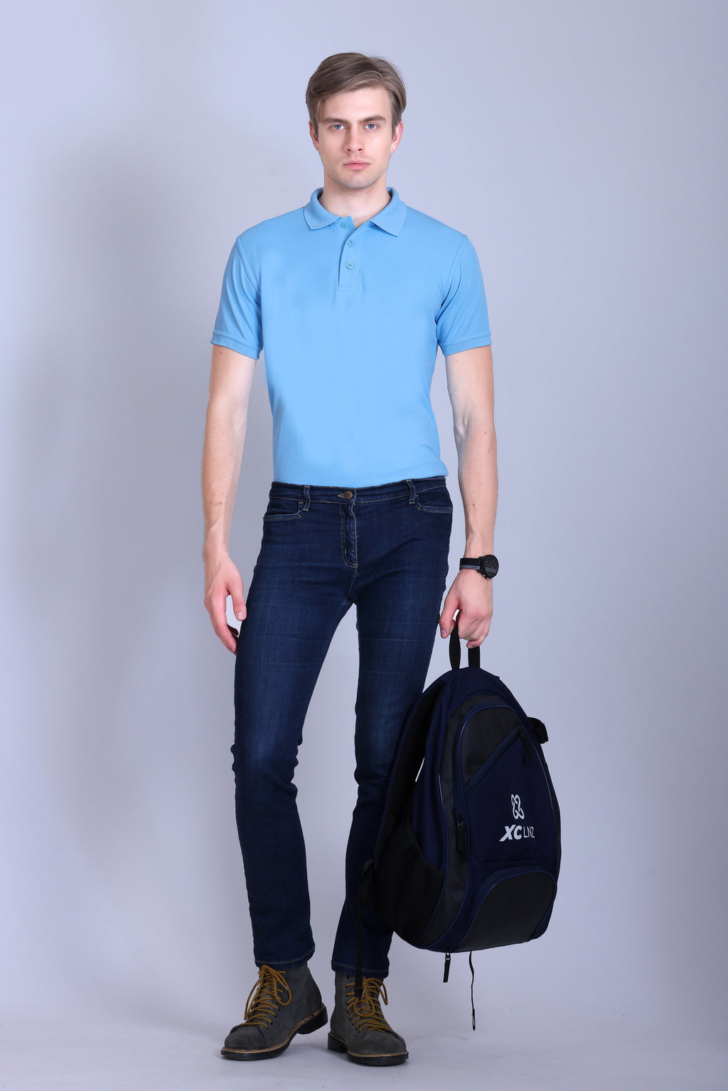 PIKMEE Titlis Polo T-Shirt in Sky Blue - image 7