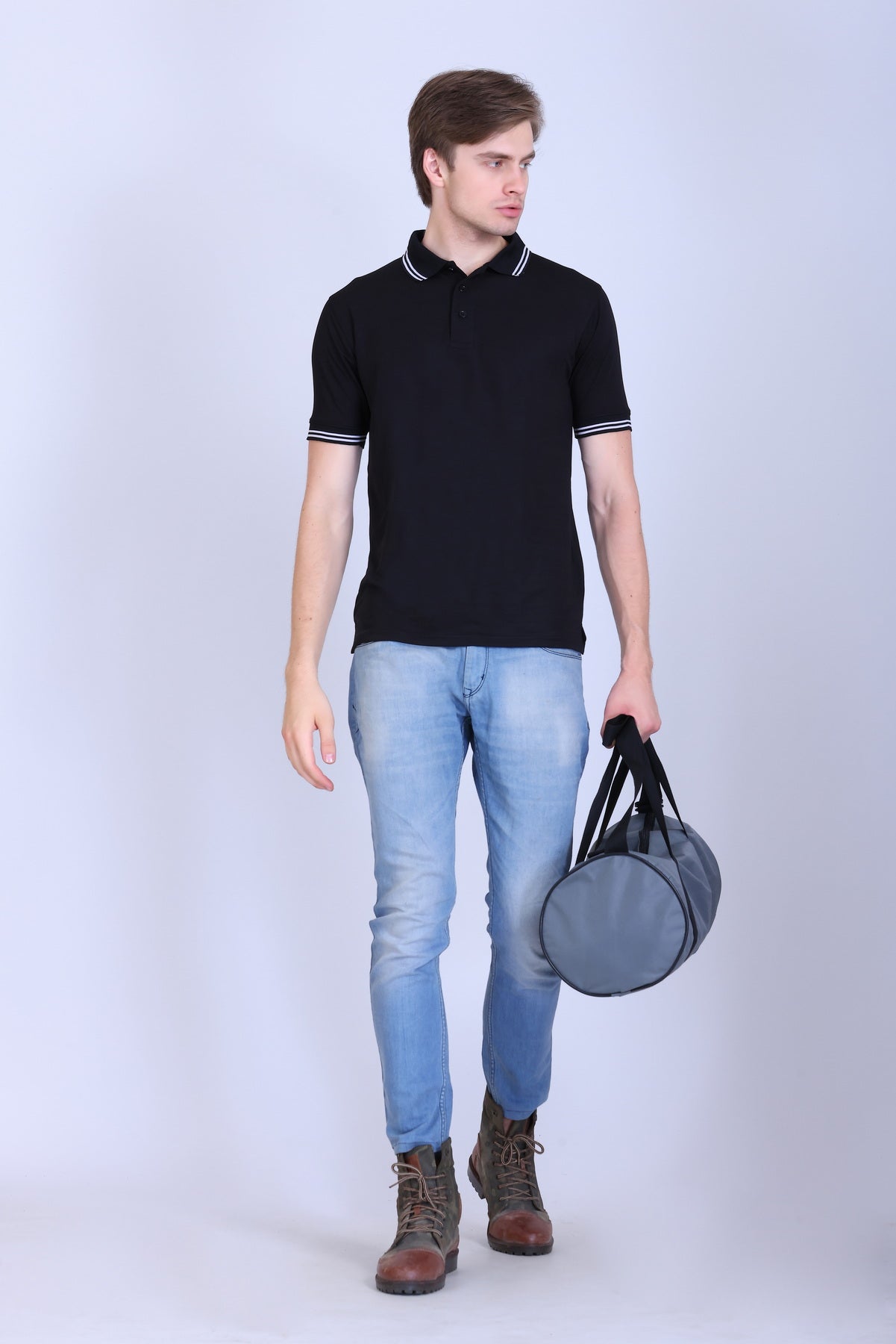 Sports Republic Acti Hy:Dry Dryfit Polo T-Shirt in Black With White Tipping - 6