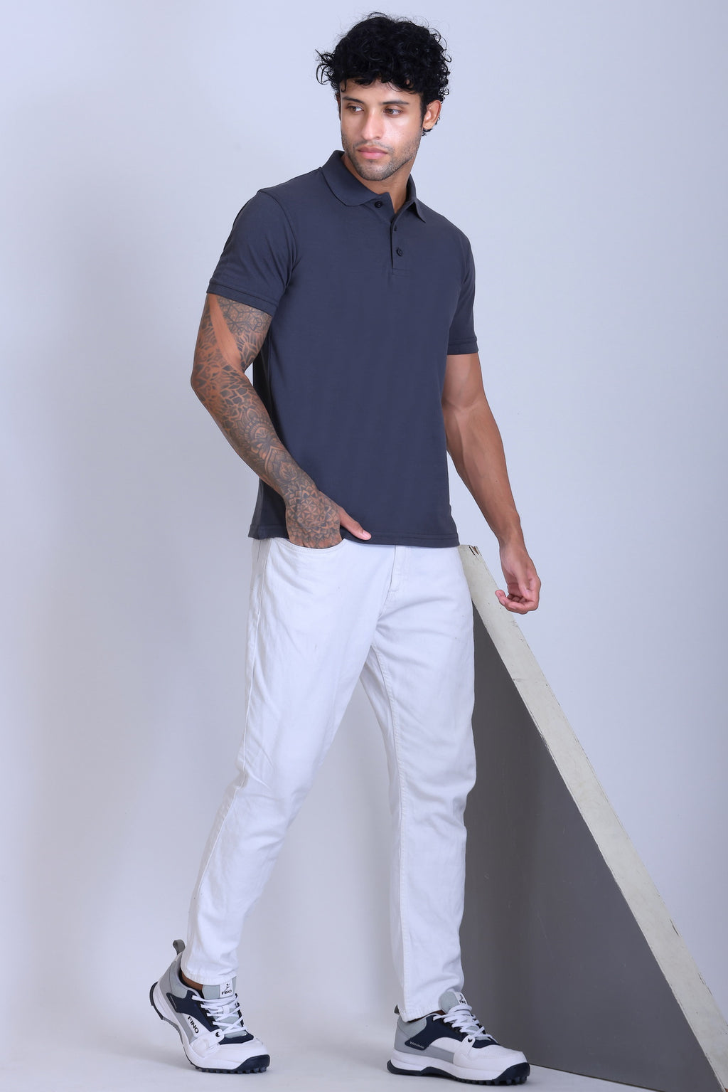 PIKMEE Fastees Polo T-Shirt in Solid Grey - image 7