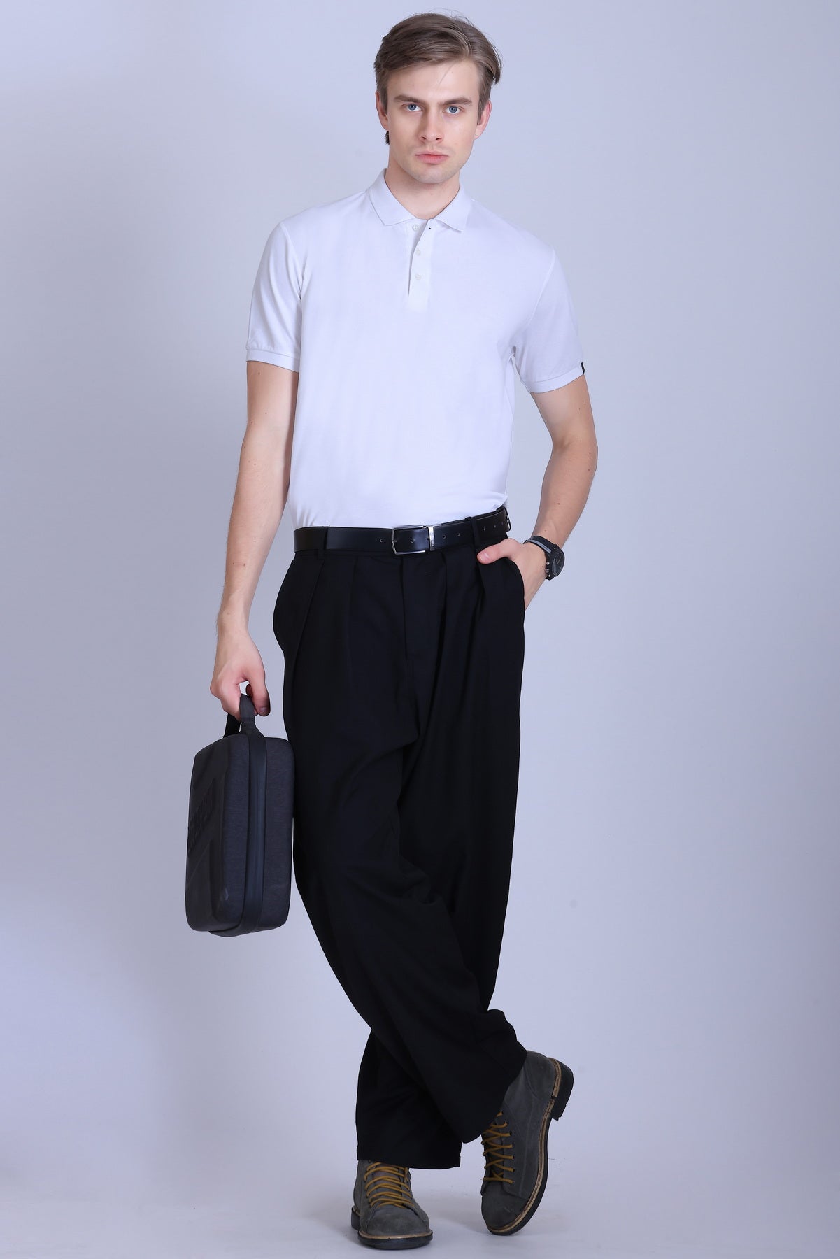 WINBARG Solid Stretch Polo T-Shirt in White - image 6