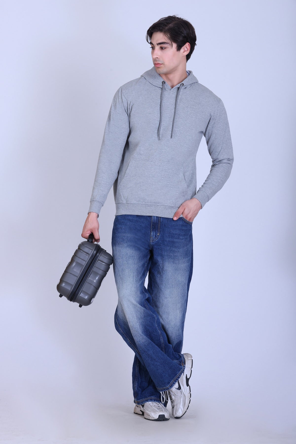 Pikmee Zero Degree Men's Pullover Hooded Sweatshirt - Grey Melange