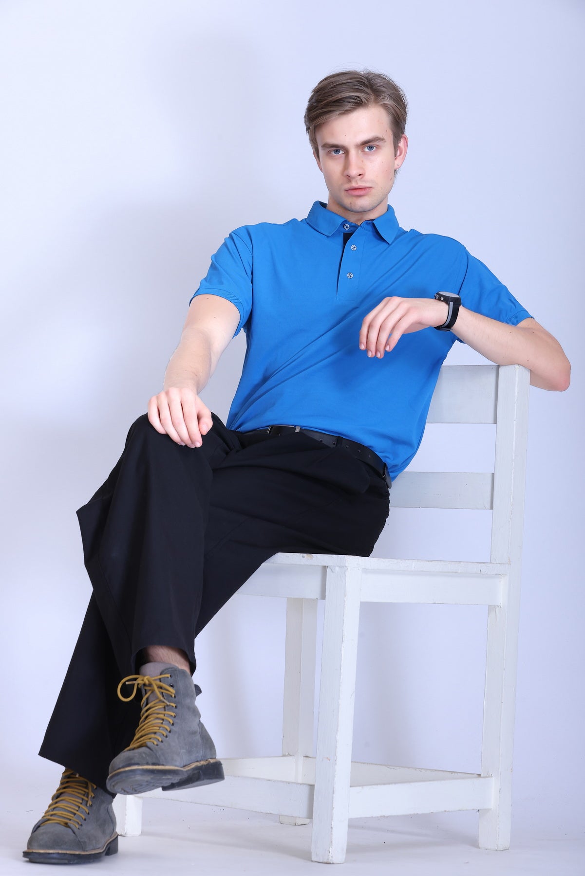 WINBARG Spanish Polo T-Shirt in Dell Blue - image 6