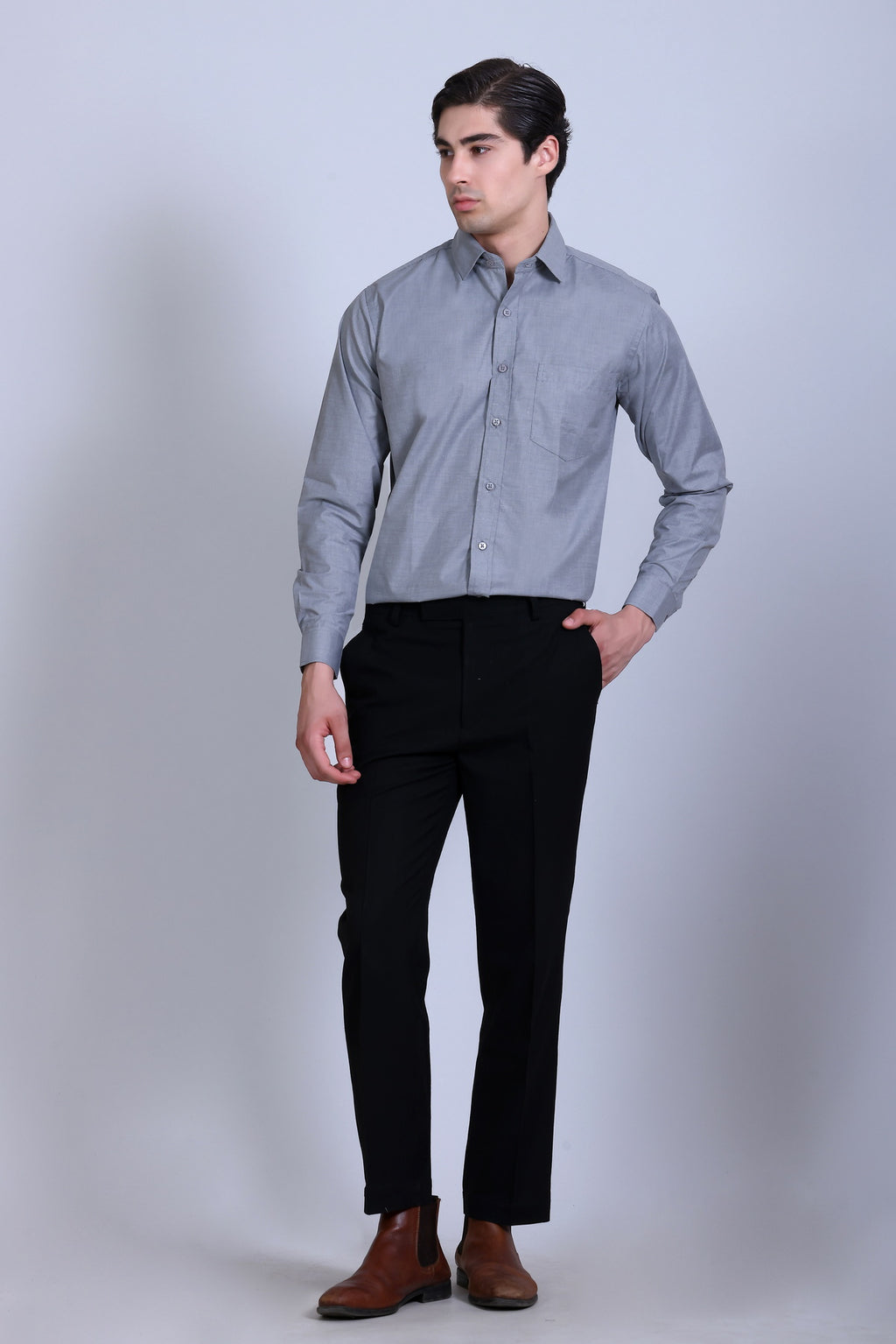 Pikmee Monte Franco Men's Regular Fit Formal Shirt - Grey