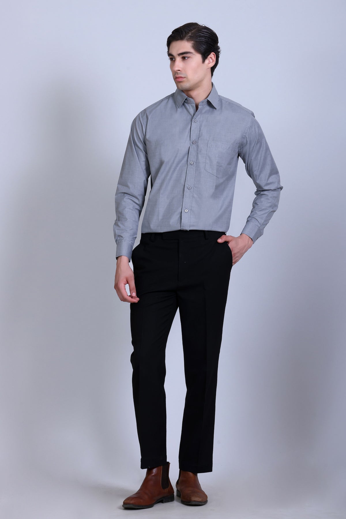 Pikmee Monte Franco Men's Regular Fit Formal Shirt - Grey