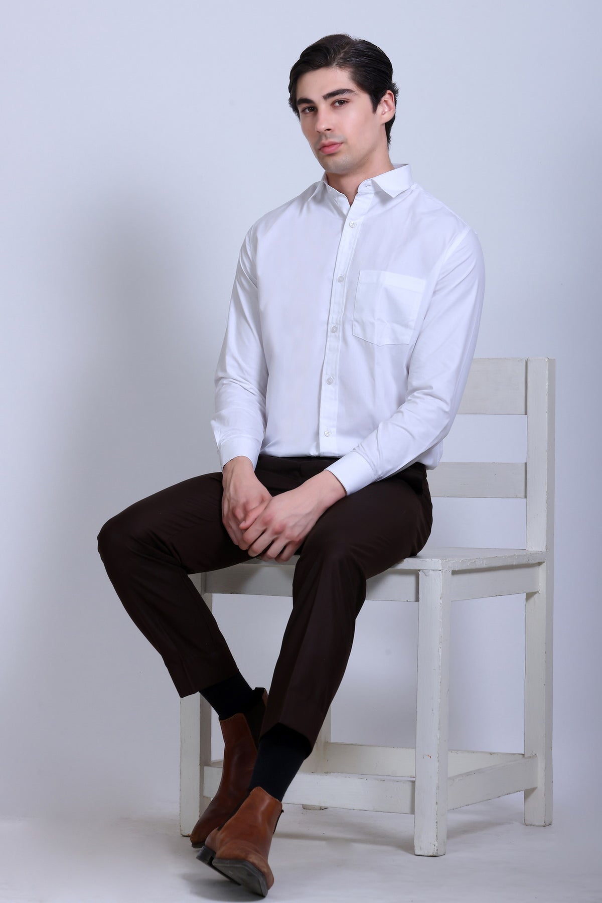 Pikmee Monte Franco Men's Regular Fit Formal Shirt - White