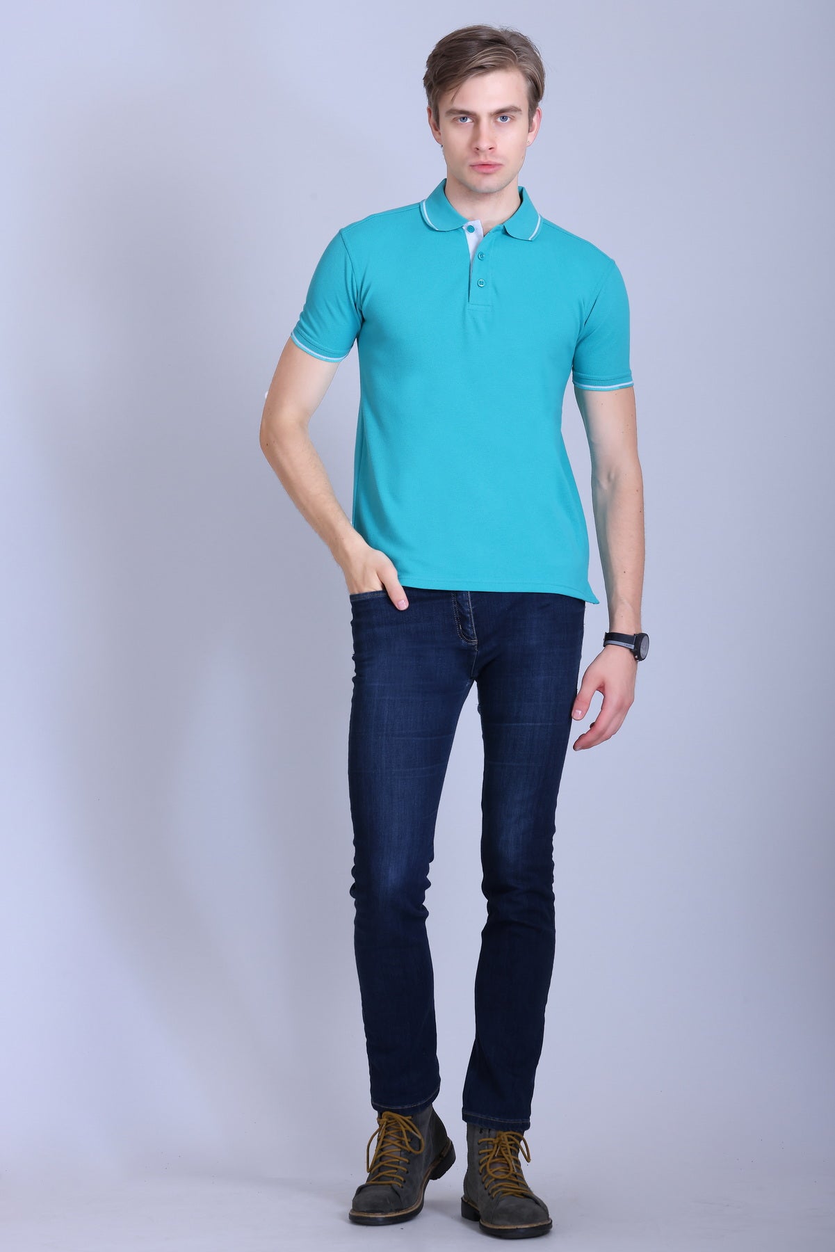 PIKMEE Highline Polo T-Shirt in Electric Green with White - image 7
