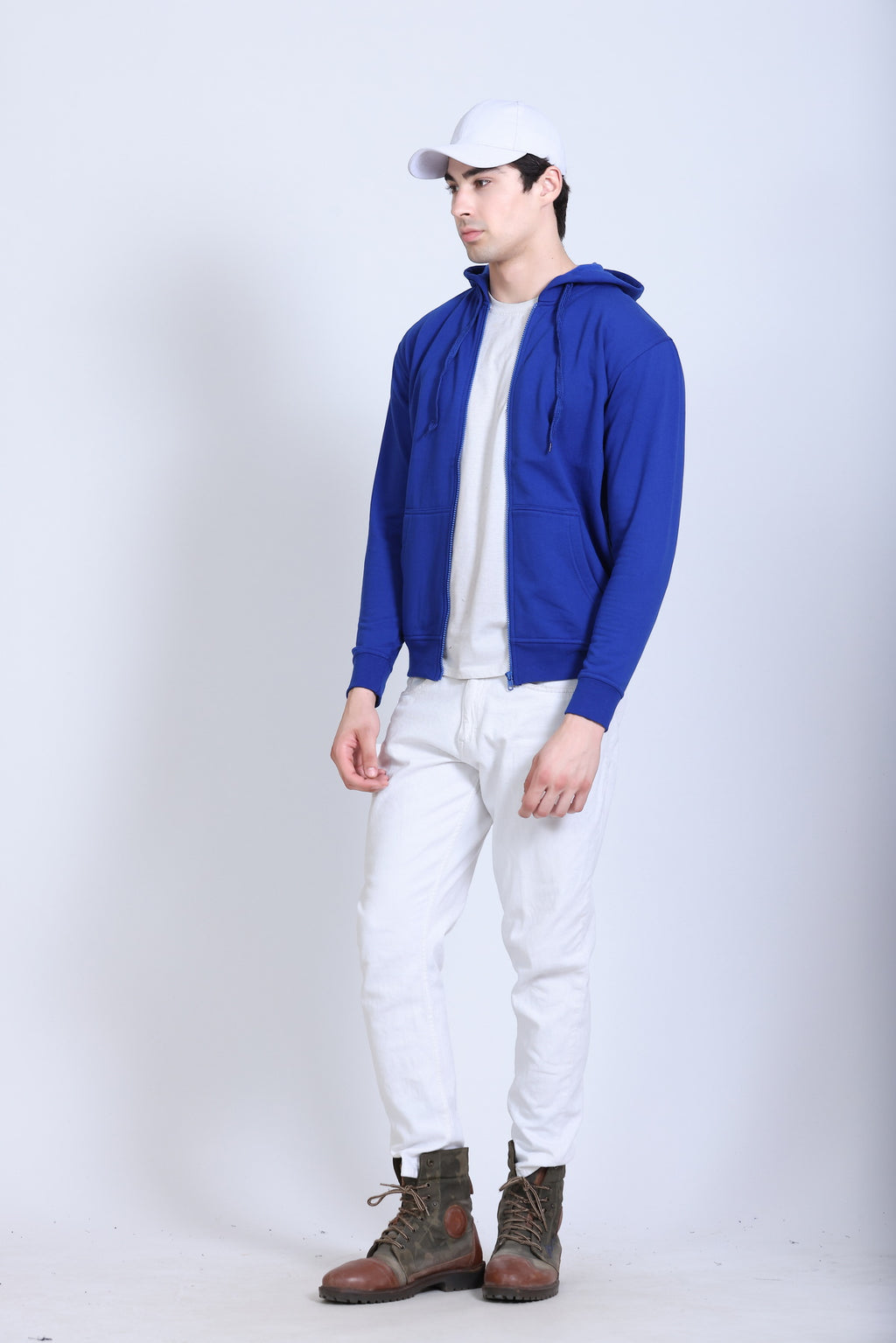Pikmee Zero Degree Men's Zippered Hooded Sweatshirt - Royal Blue