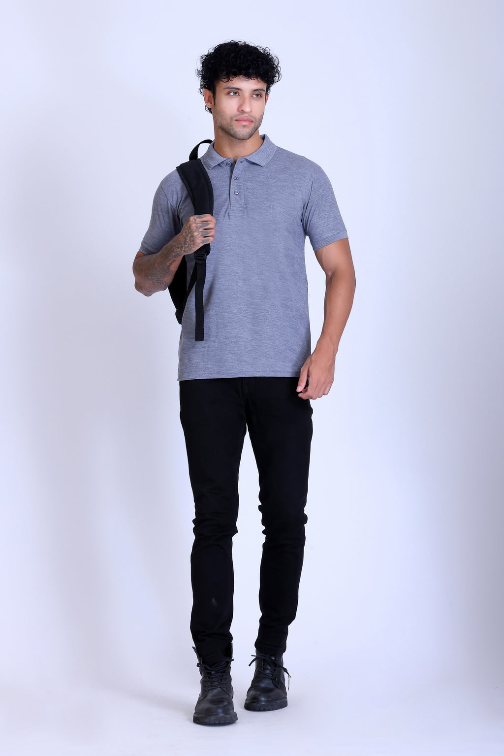 PIKMEE Promo-Tees Polo T-Shirt in Grey Melange - image 7