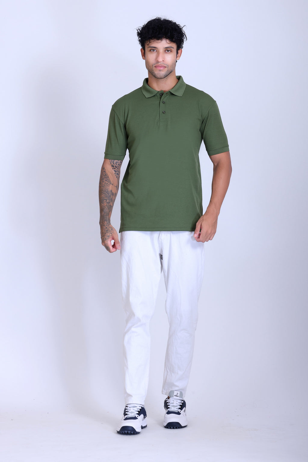 PIKMEE Titlis Polo T-Shirt in Olive - image 7