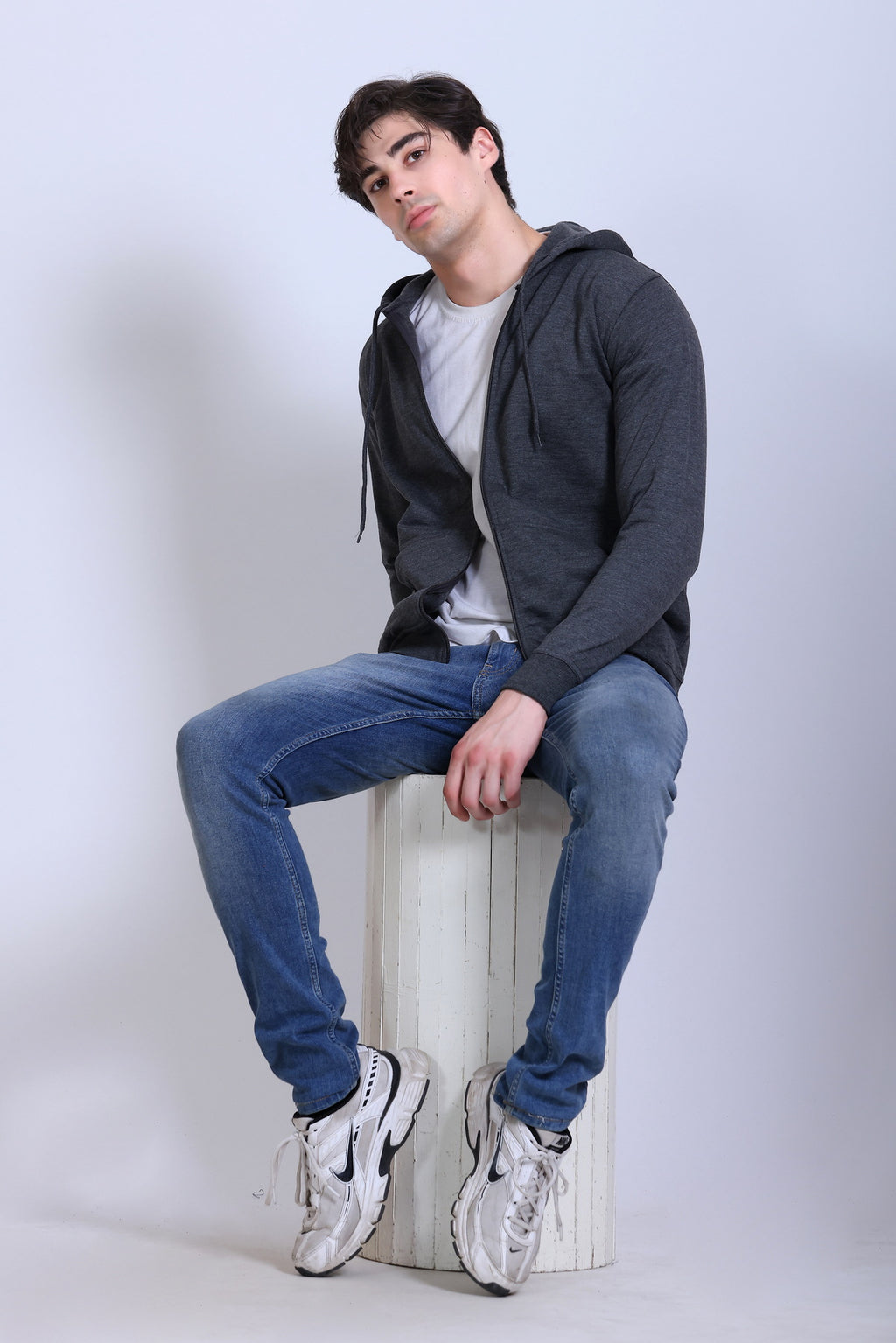 Pikmee Polaris Men's Zipper Hoodie Sweatshirt - Charcoal Grey