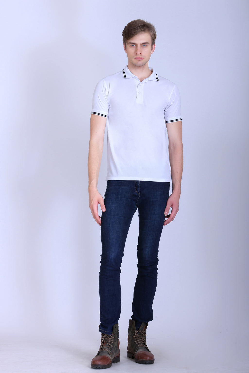 Sports Republic Acti Hy:Dry Dryfit Polo T-Shirt in White With Black Tipping - 6