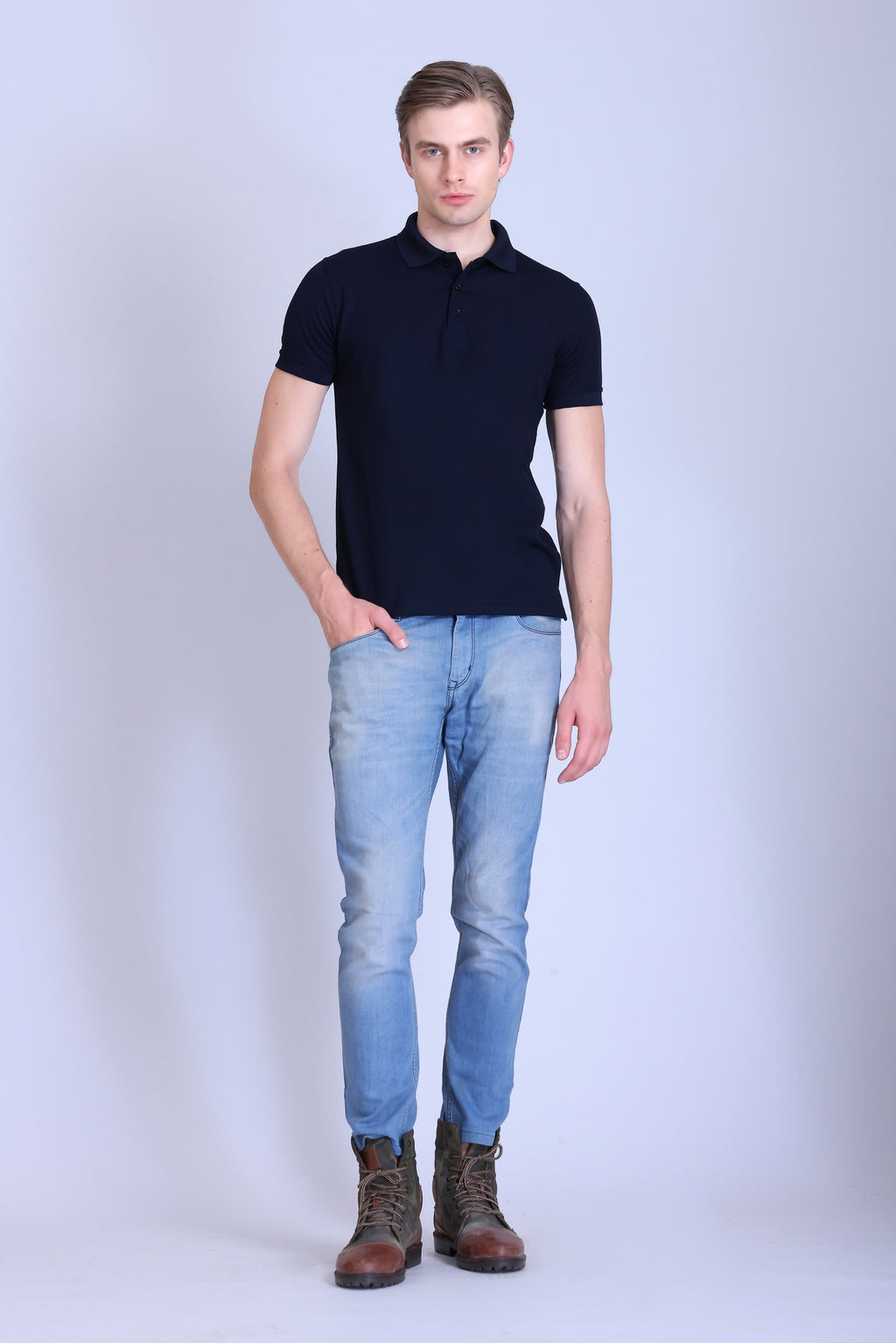 PIKMEE Titlis Polo T-Shirt in Navy Blue - image 7