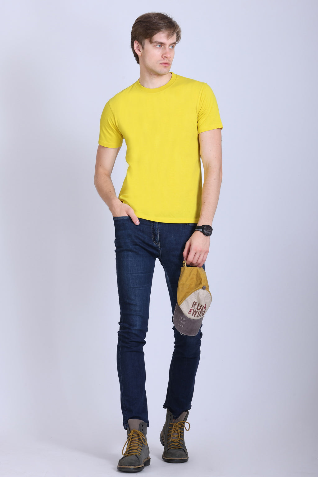 PIKMEE Skinta Bio Wash Crew Neck T-Shirt in Golden Yellow - image 7