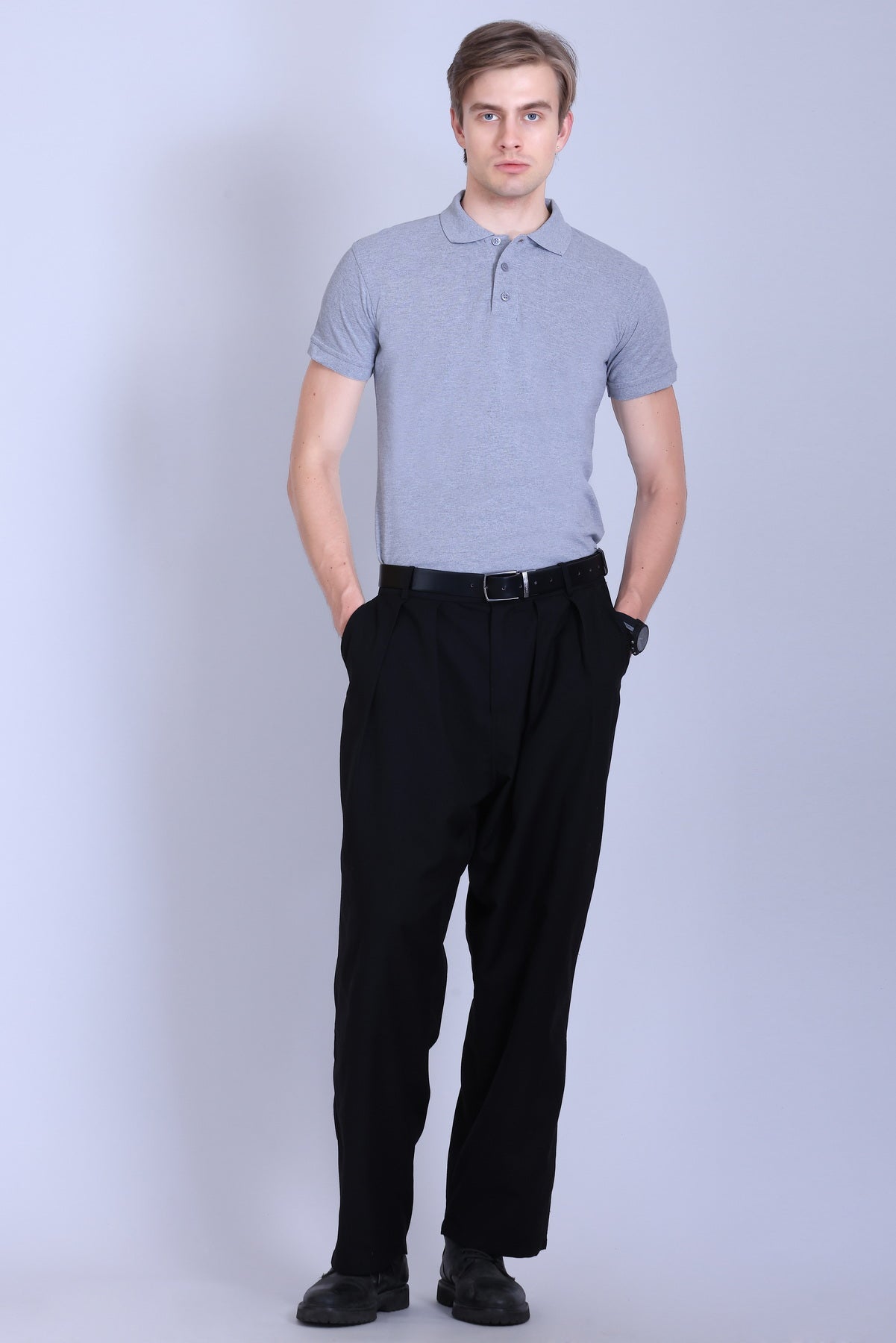 WINBARG Eco-Tees Polo T-Shirt in Grey Melange - image 6