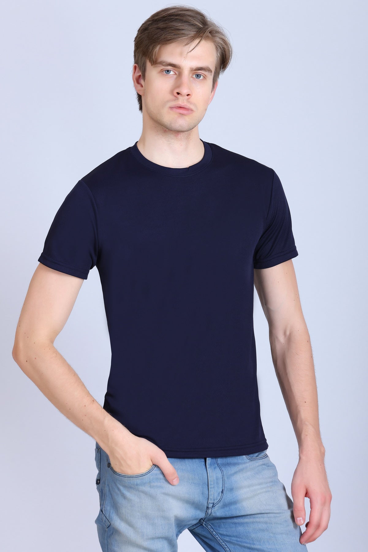 Sports Republic Acti-Runn Dryfit Crew Neck T-Shirt in Navy Blue - 7