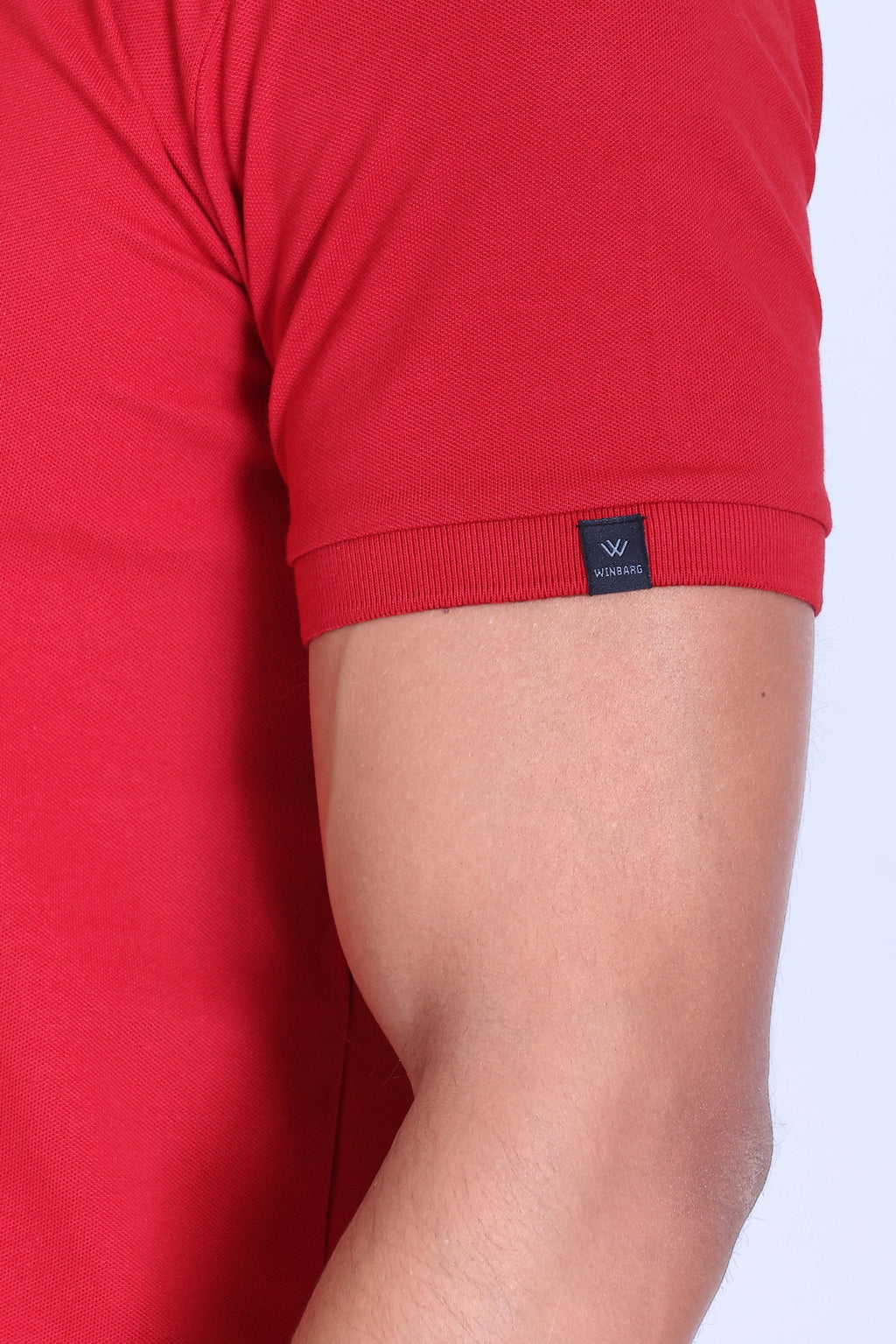 WINBARG Solid Stretch Polo T-Shirt in Red - image 7