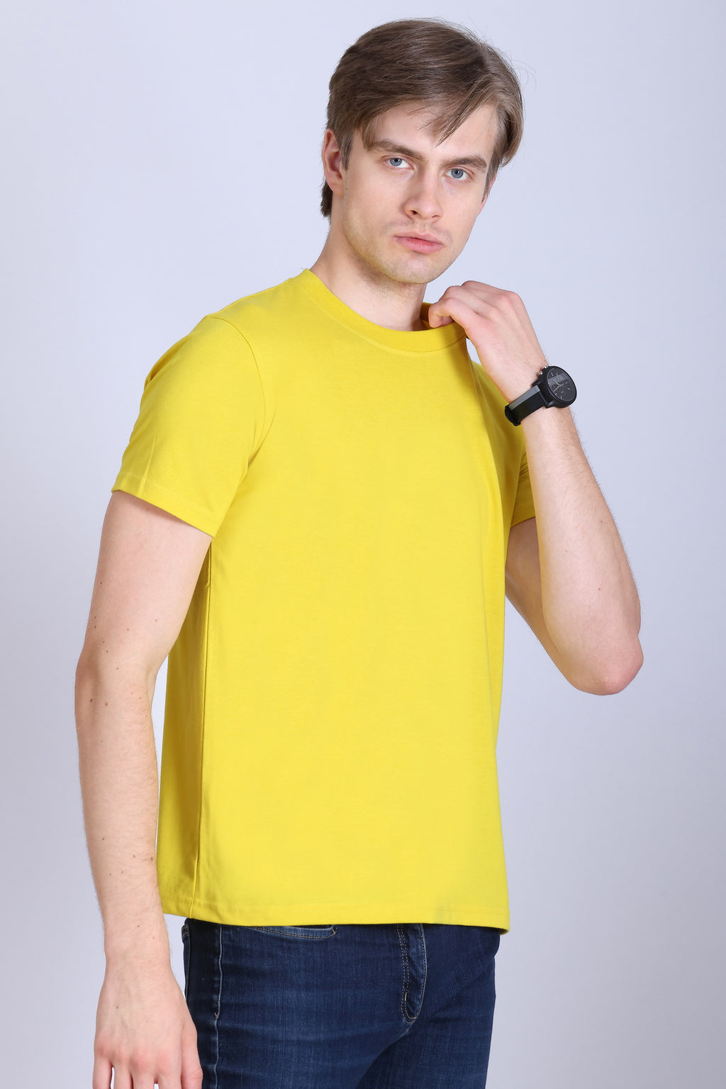 PIKMEE Skinta Bio Wash Crew Neck T-Shirt in Golden Yellow - image 8