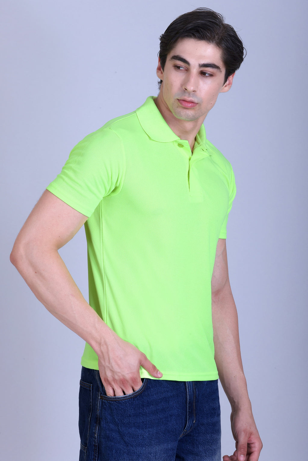 Sports Republic Acti-Play Dryfit Polo T-Shirt in Fluorescent Green - 7
