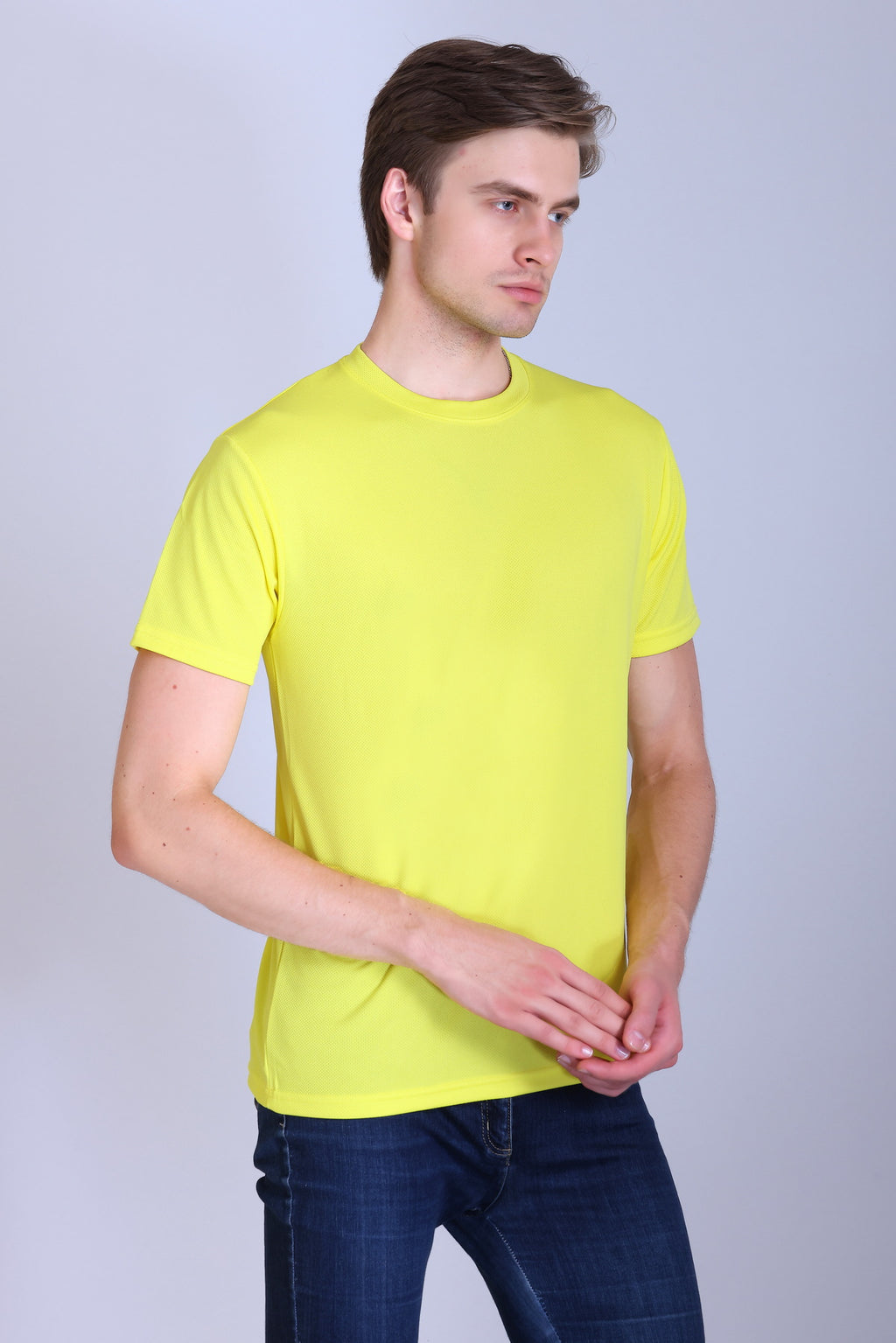 Sports Republic Acti-Go Dryfit Crew Neck T-Shirt in Lemon Yellow - 7