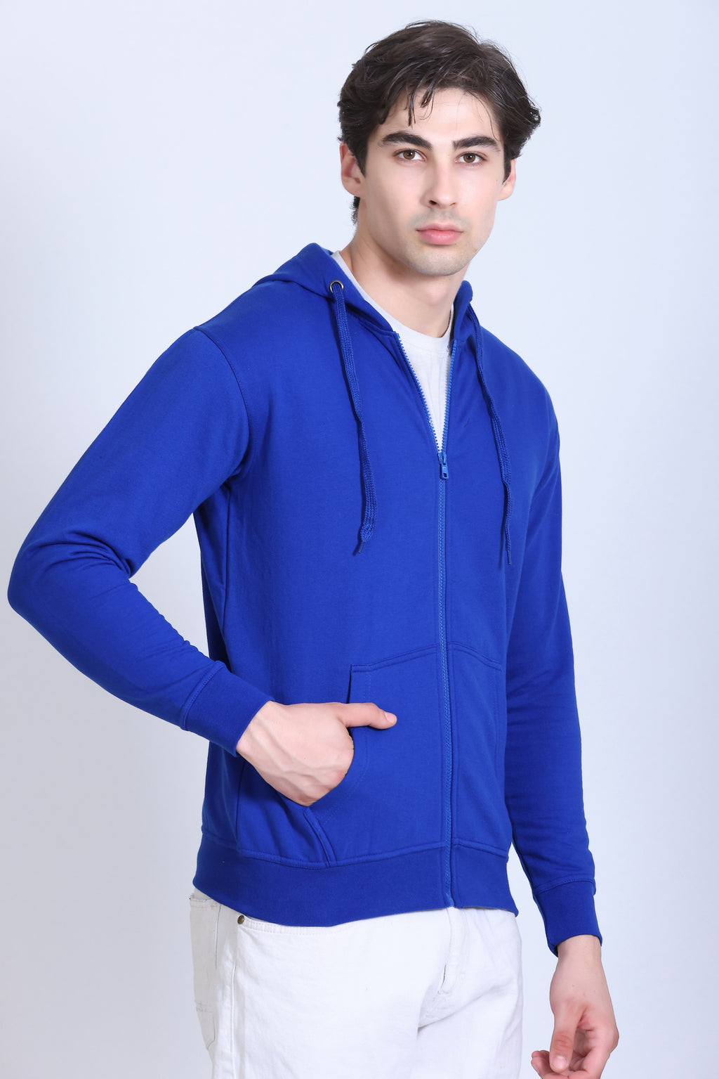 Pikmee Zero Degree Men's Zippered Hooded Sweatshirt - Royal Blue