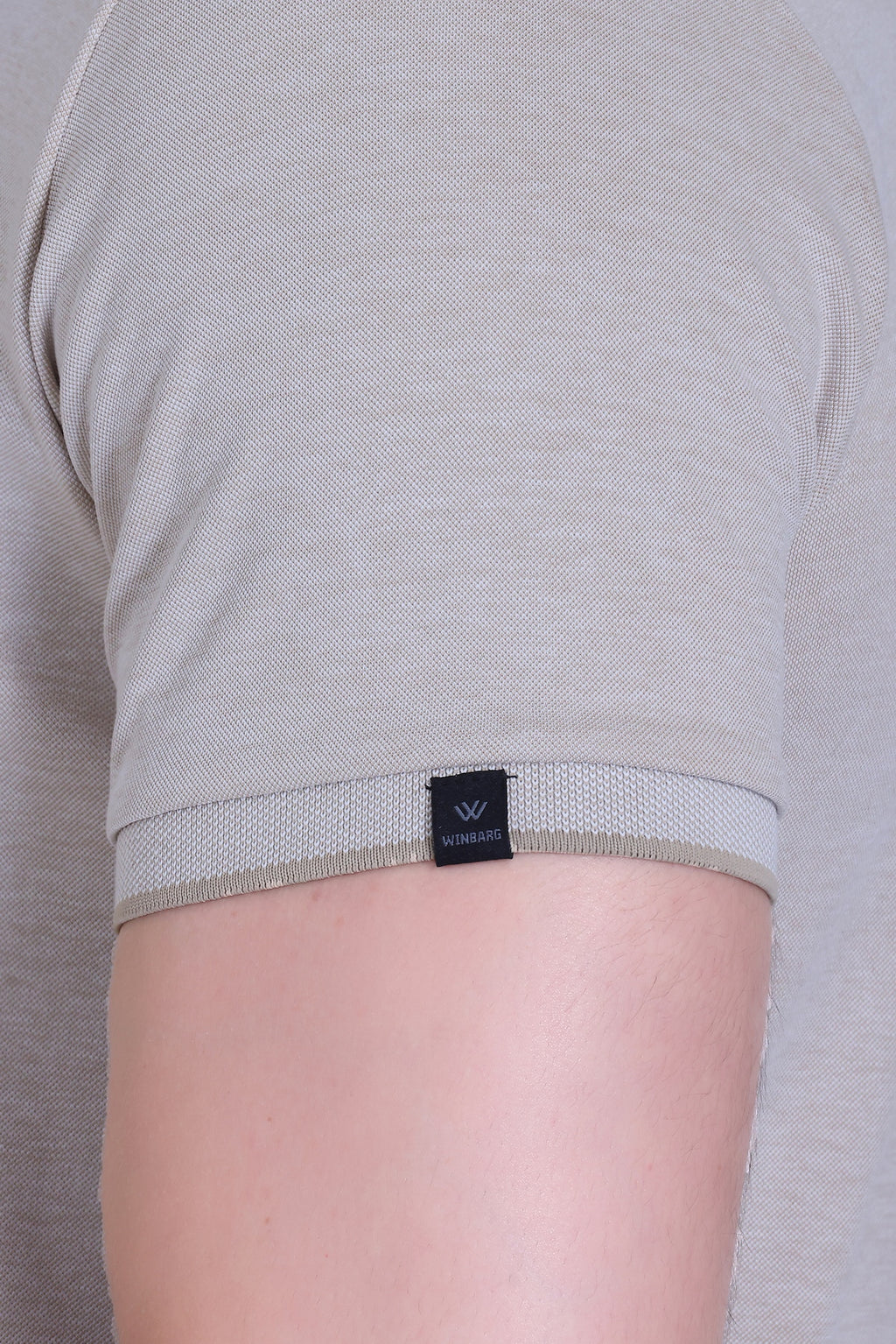 WINBARG Bird Eye Polo T-Shirt in Tan Melange - image 7