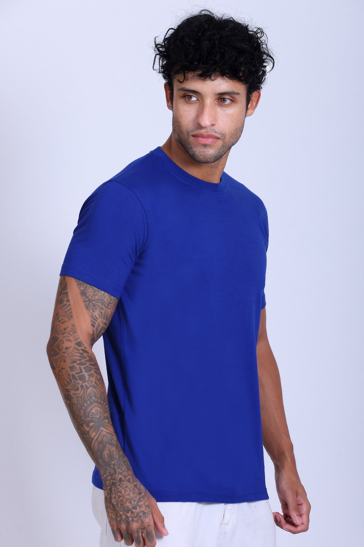PIKMEE Skinta Bio Wash Crew Neck T-Shirt in Royal Blue - image 8