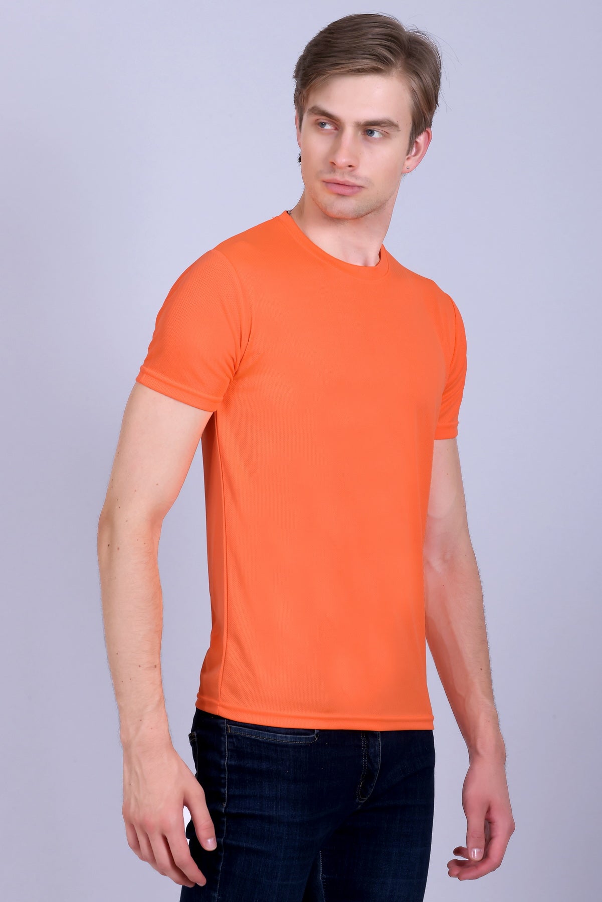 Sports Republic Acti-Runn Dryfit Crew Neck T-Shirt in Fluorescent Orange - 7