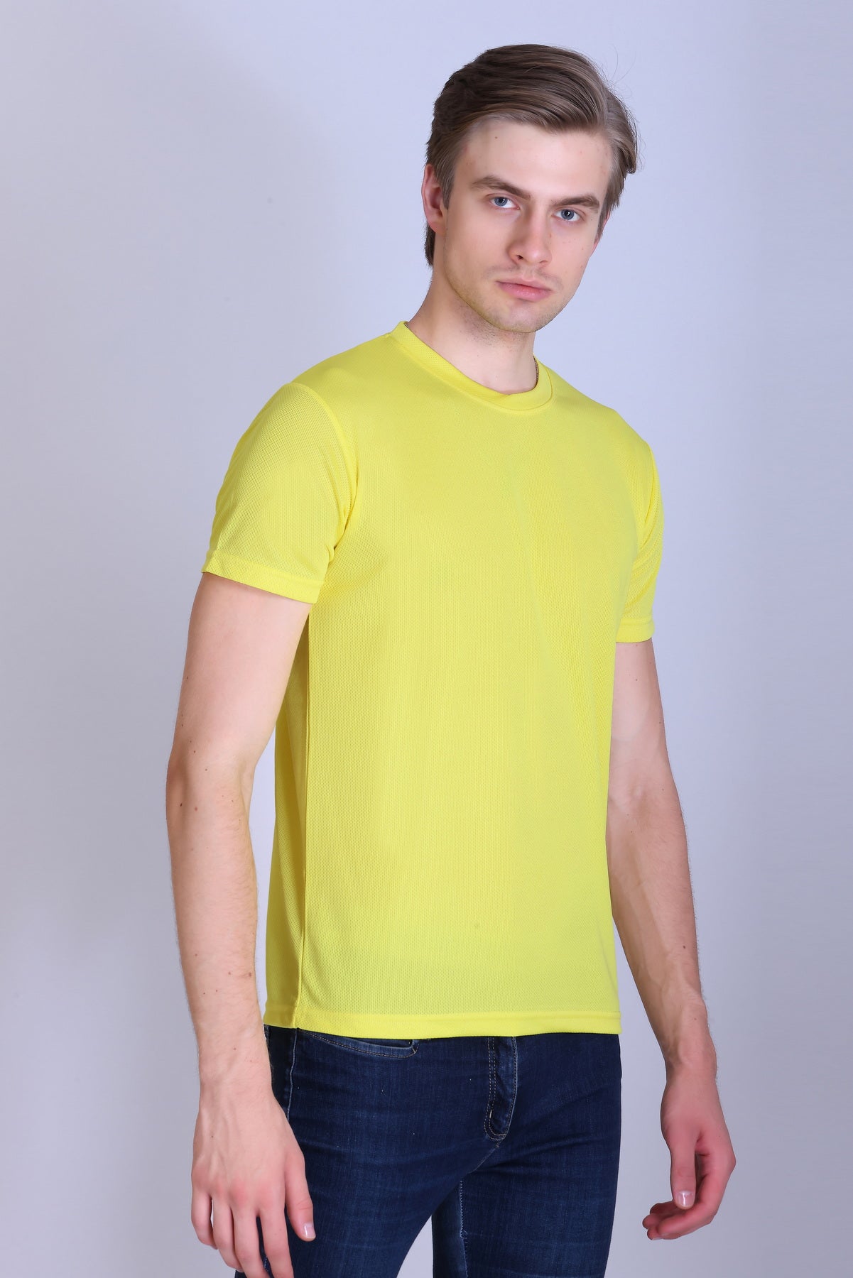 Sports Republic Acti-Runn Dryfit Crew Neck T-Shirt in Lemon Yellow - 7