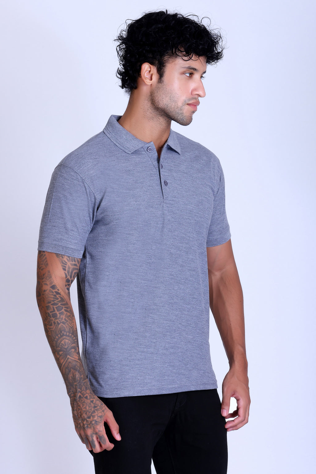 PIKMEE Promo-Tees Polo T-Shirt in Grey Melange - image 8