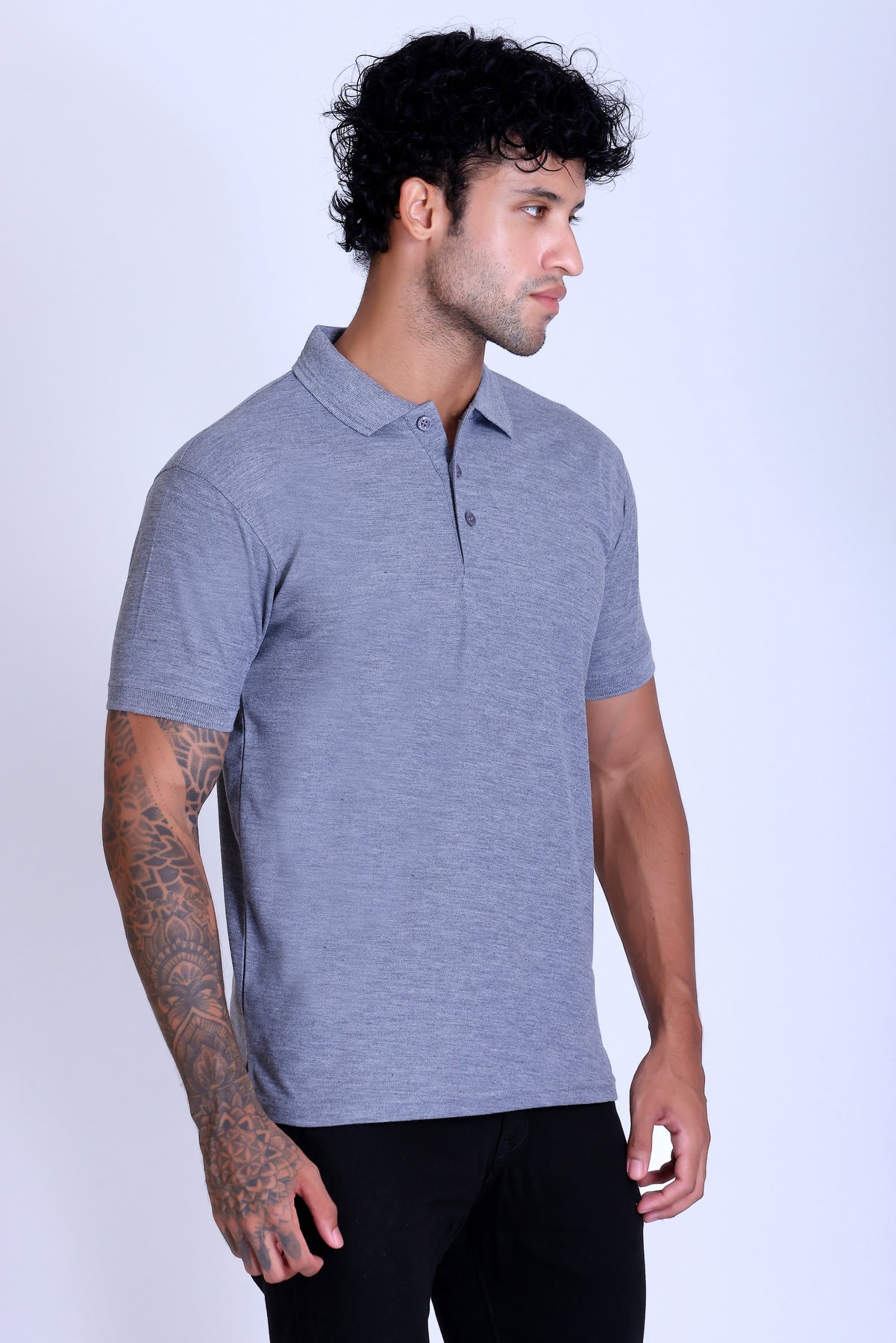 PIKMEE Promo-Tees Polo T-Shirt in Grey Melange - image 8