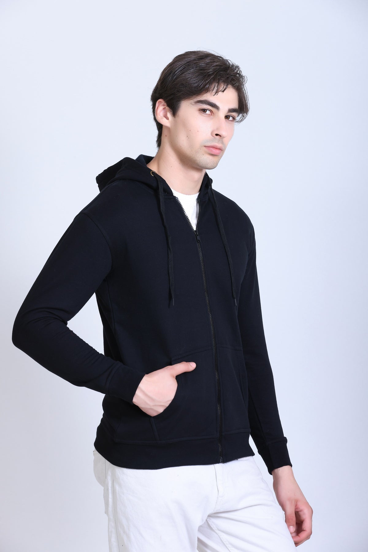 Pikmee Zero Degree Men's Zippered Hooded Sweatshirt - Black