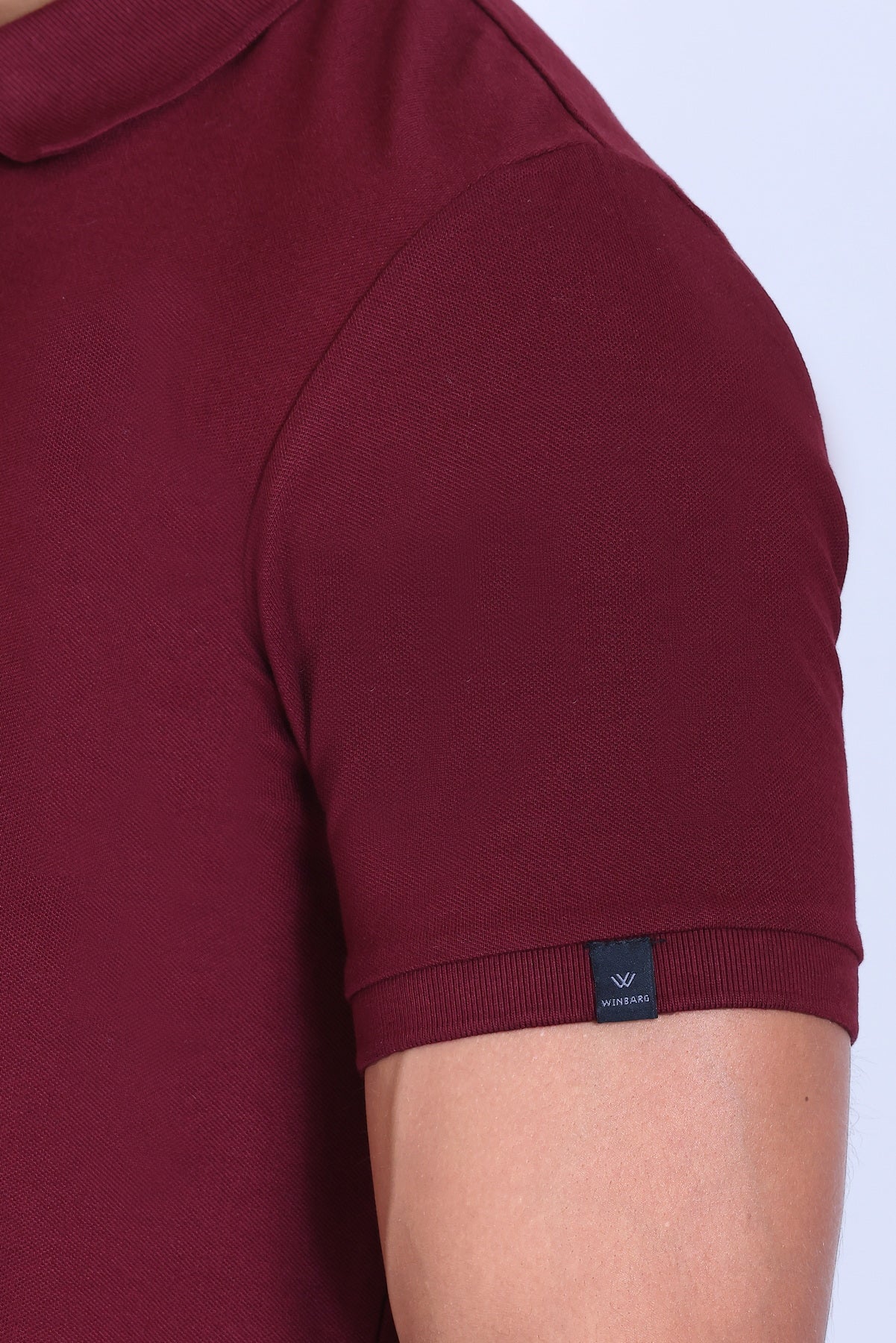 WINBARG Solid Stretch Polo T-Shirt in Wine - image 7