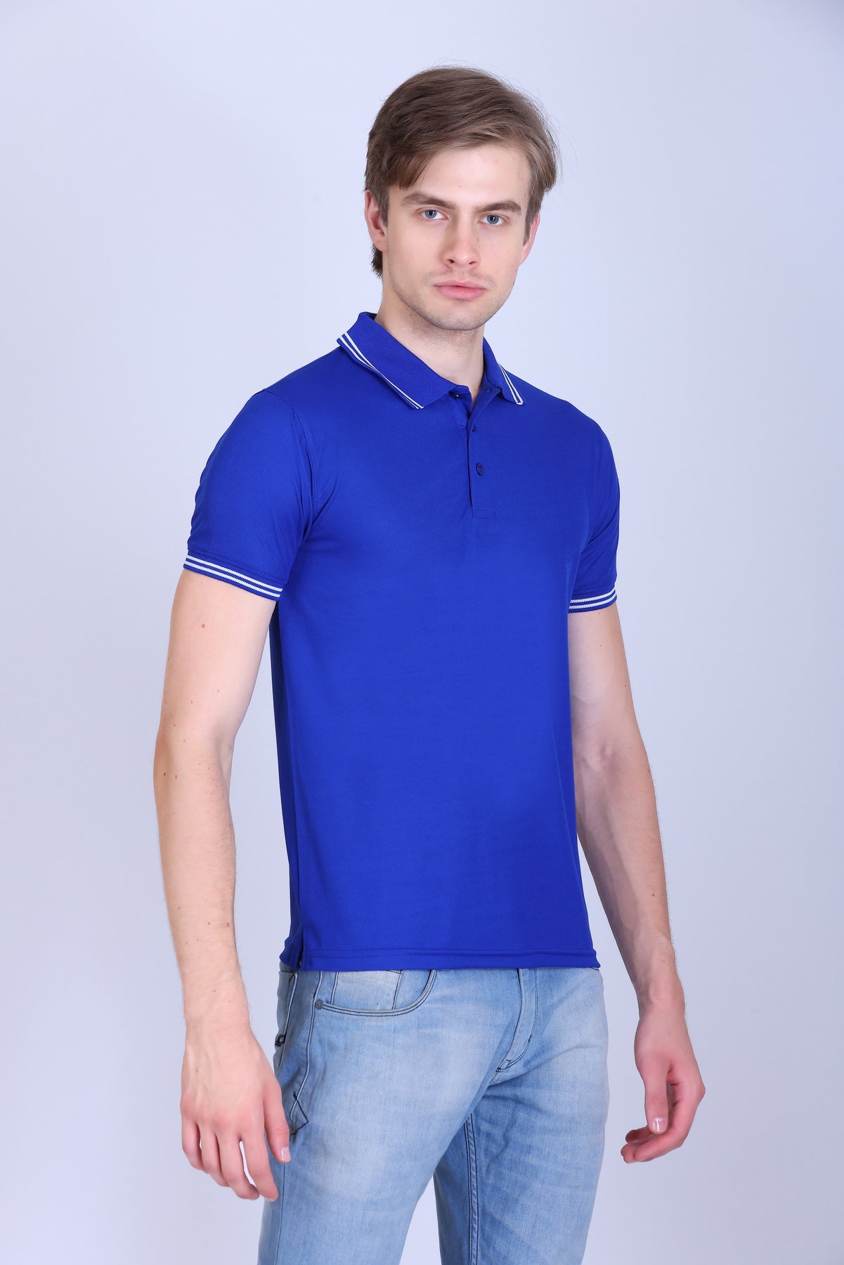 Sports Republic Acti Hy:Dry Dryfit Polo T-Shirt in Royal Blue With White Tipping - 7