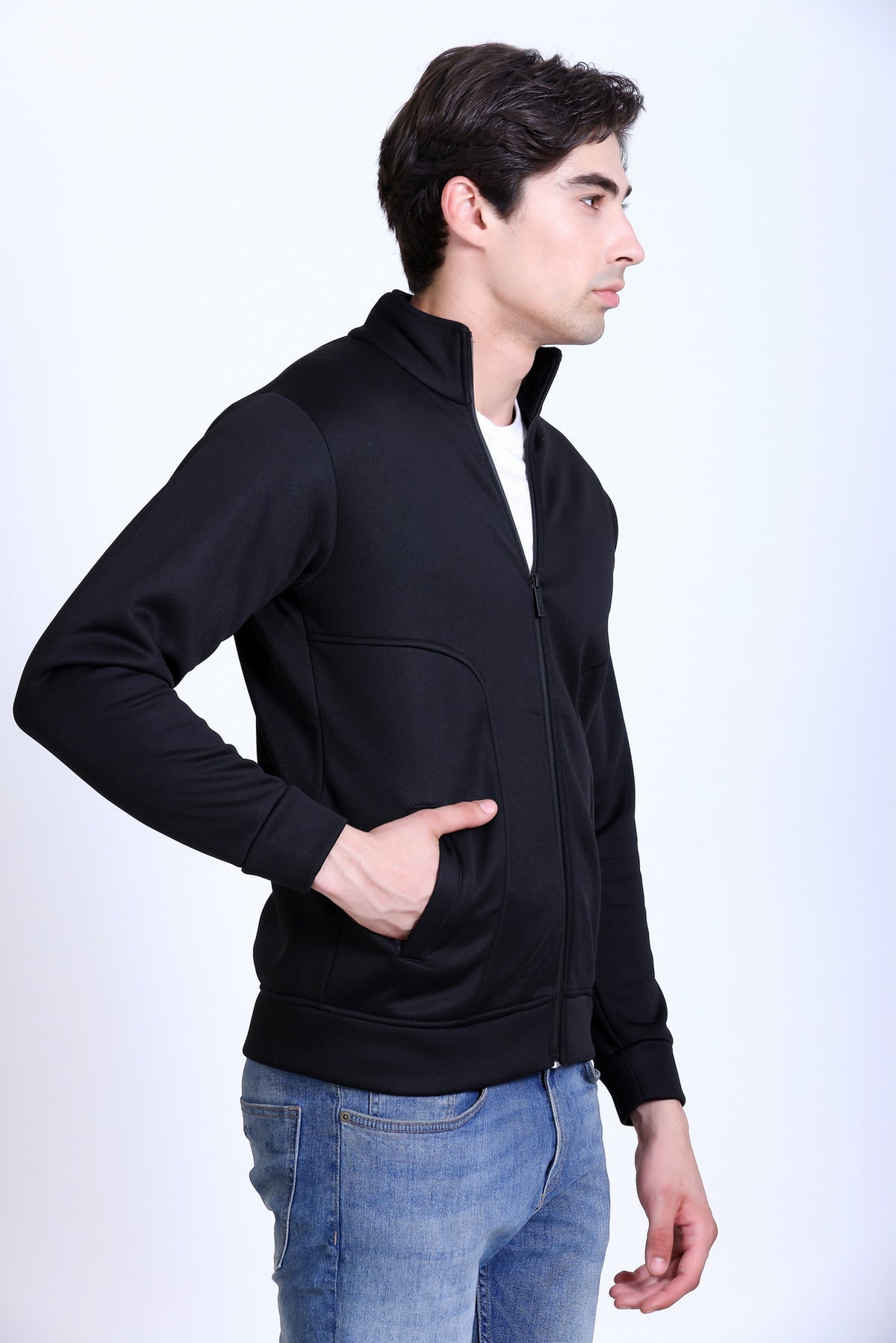Winbarg Full Sleeve Bonded Fleece Men's Jacket - Black