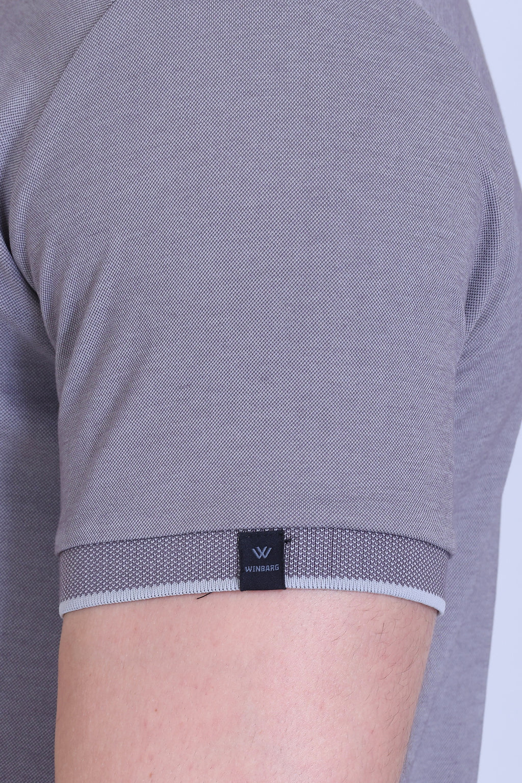 WINBARG Bird Eye Polo T-Shirt in Black Melange - image 7