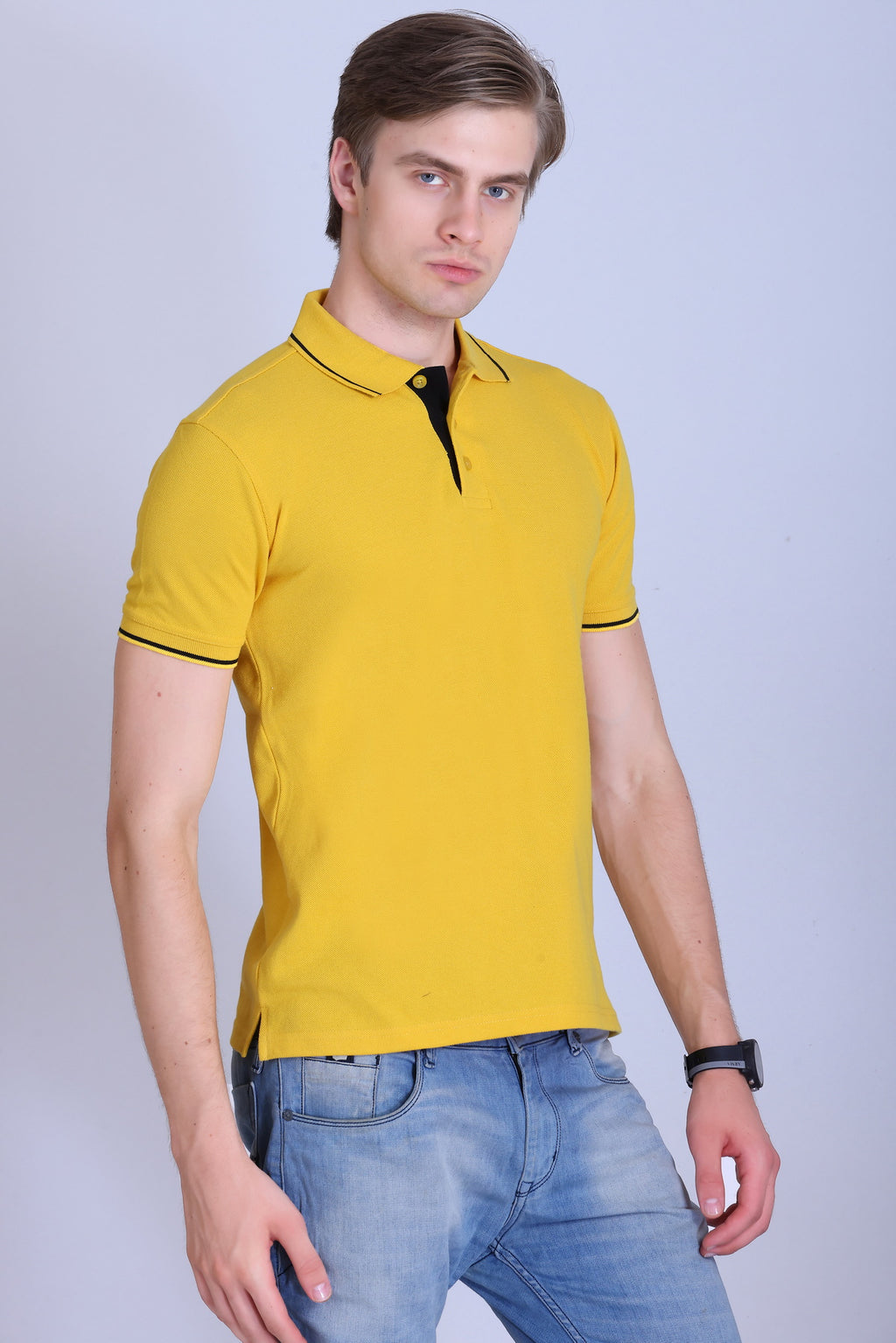 PIKMEE Highline Polo T-Shirt in Yellow with Black - image 8