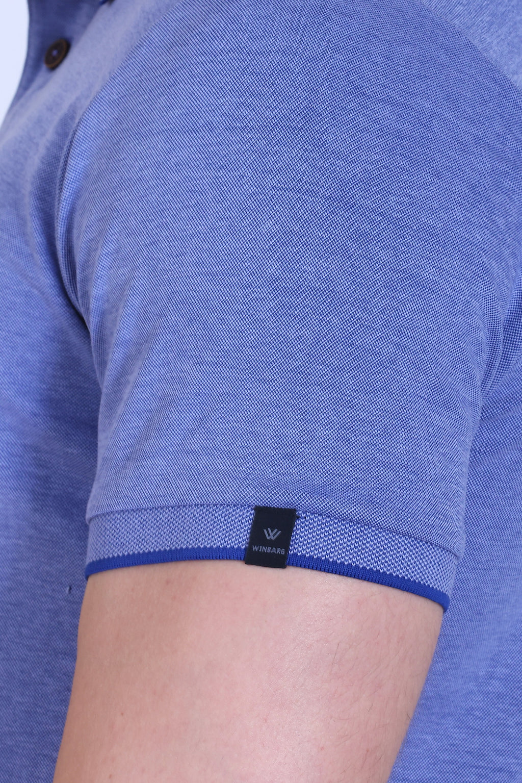 WINBARG Bird Eye Polo T-Shirt in Blue Melange - image 7