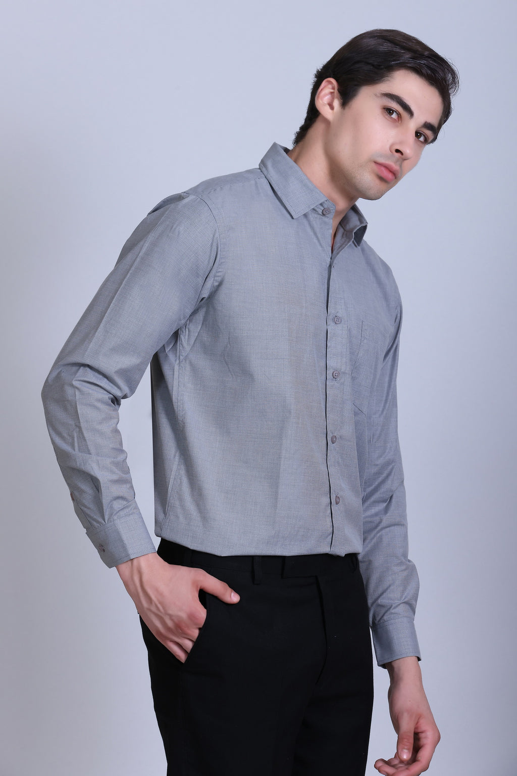 Pikmee Monte Franco Men's Regular Fit Formal Shirt - Grey