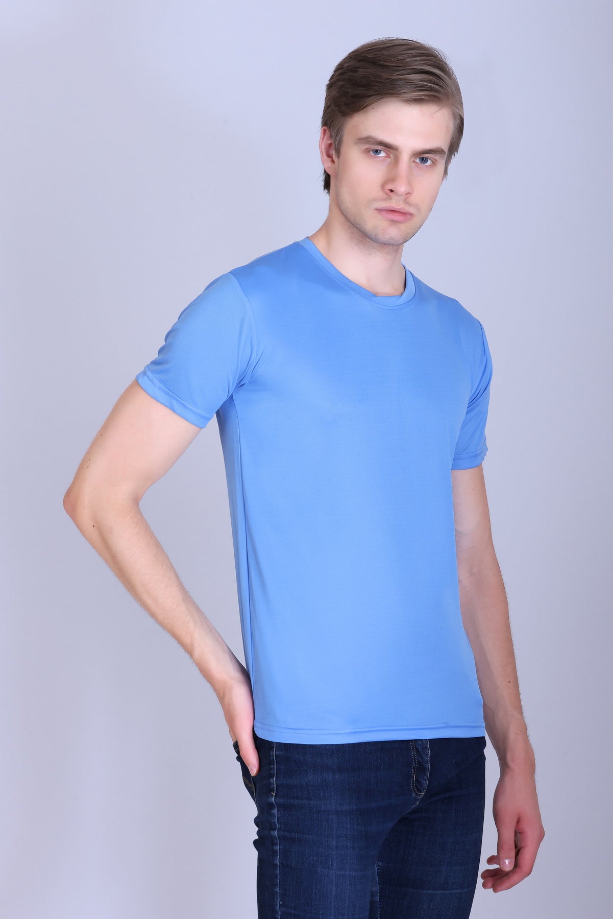 Sports Republic Acti-Go Dryfit Crew Neck T-Shirt in Sky Blue - 7