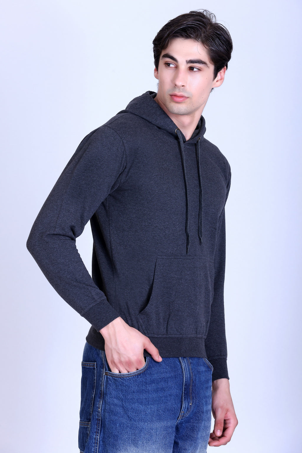 Pikmee Zero Degree Men's Zippered Hooded Sweatshirt - Charcoal Grey