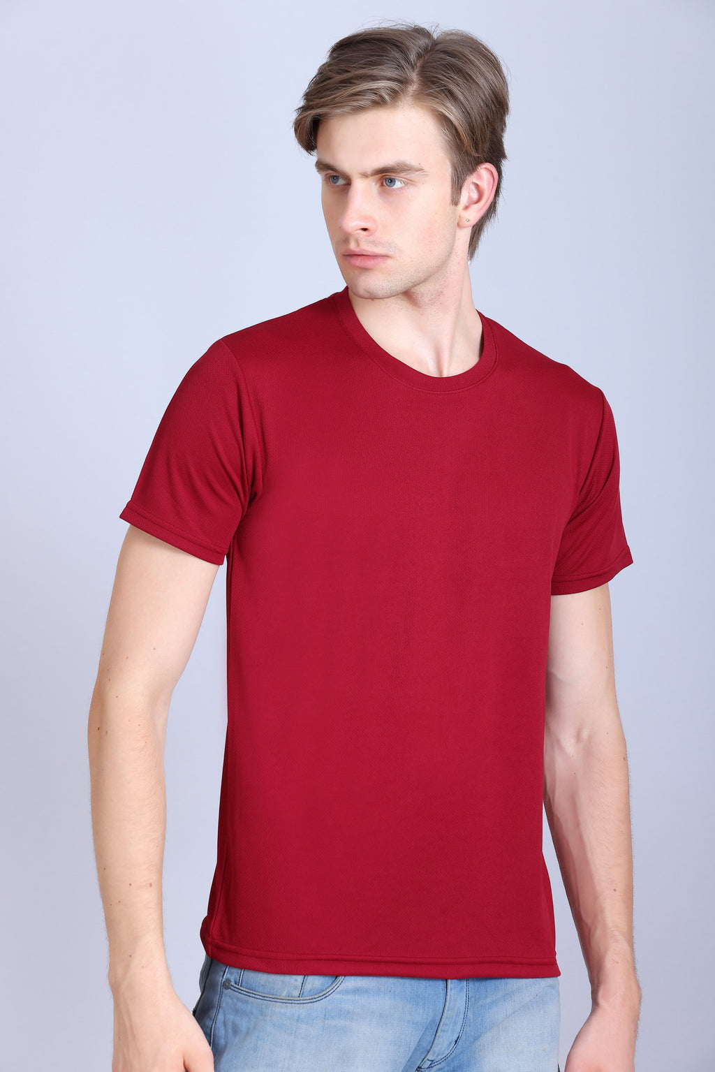 Sports Republic Acti-Runn Dryfit Crew Neck T-Shirt in Maroon - 7