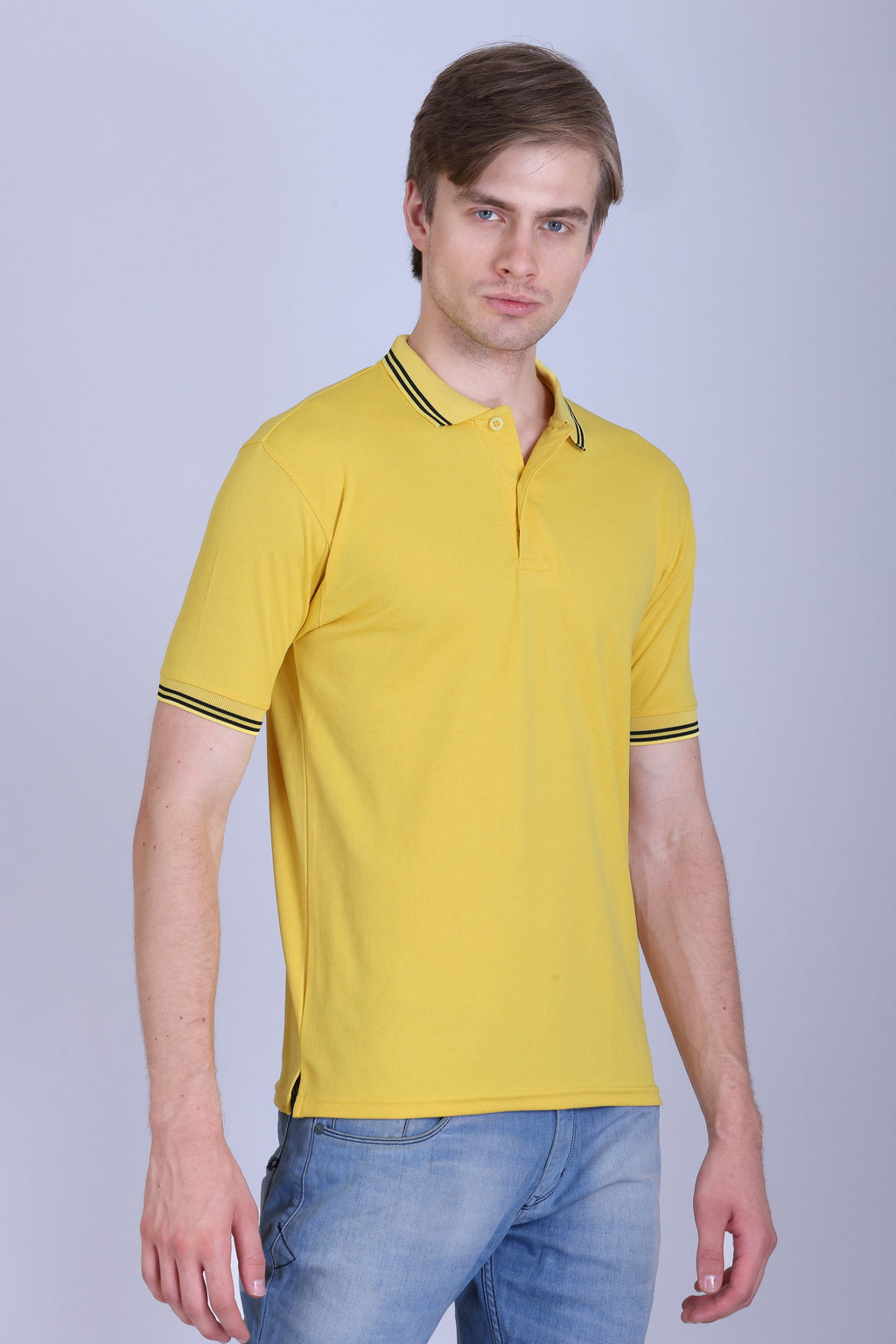 Sports Republic Acti Hy:Dry Dryfit Polo T-Shirt in Golden Yellow With Black Tipping - 7