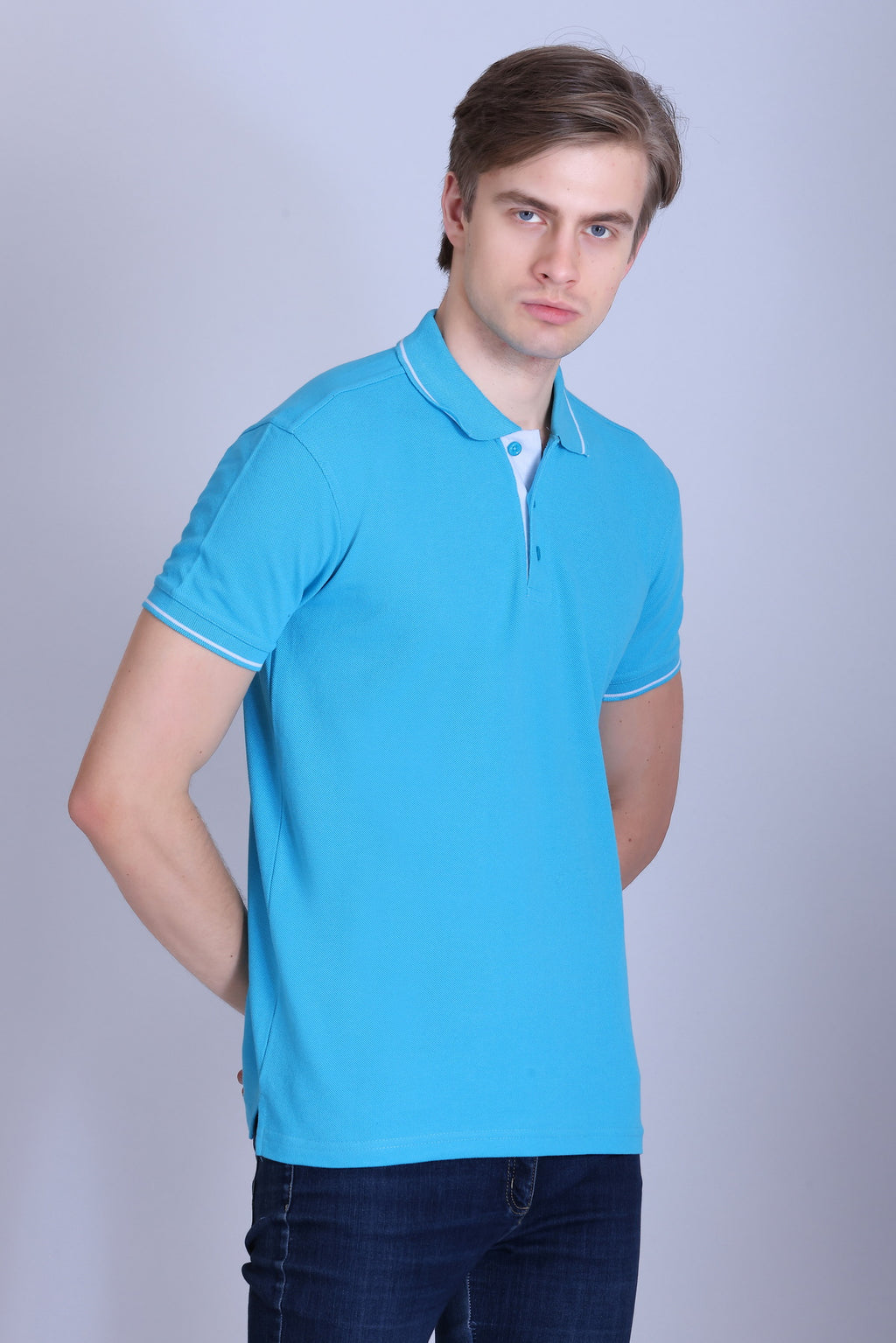 PIKMEE Highline Polo T-Shirt in Electric Blue with White - image 8
