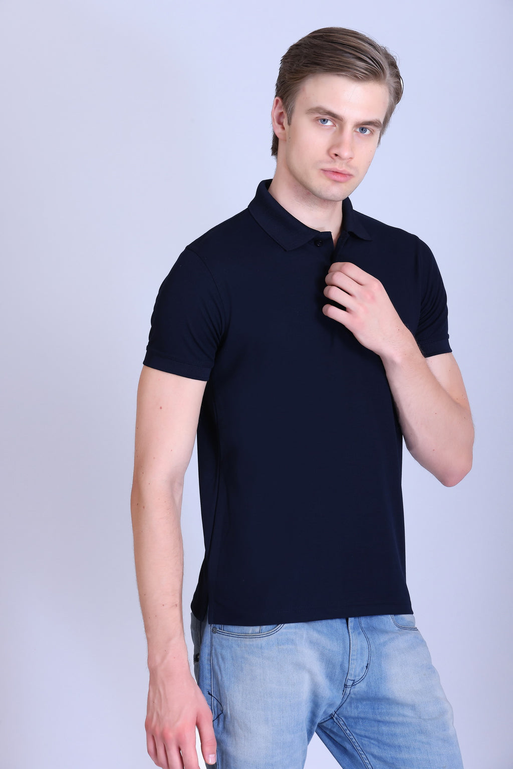 PIKMEE Titlis Polo T-Shirt in Navy Blue - image 8